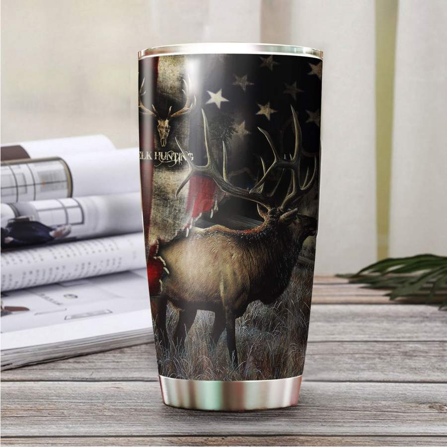 Elk Hunting Camo Stainless Steel Tumbler