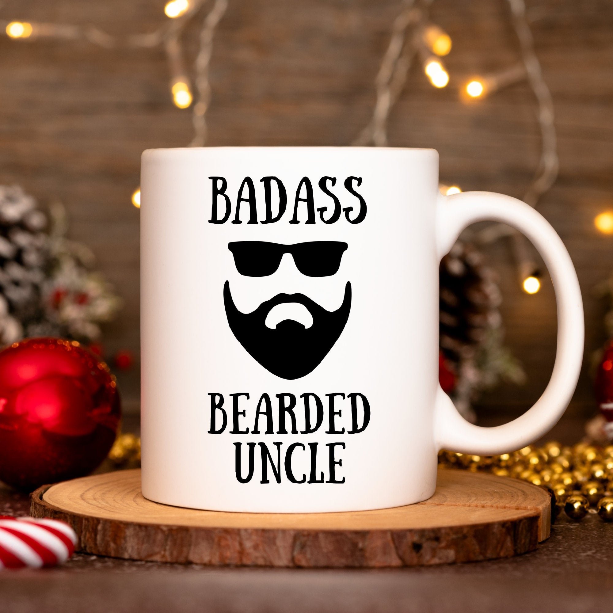 Bad Ass Bearded Uncle GiftBeard Uncle – New Uncle Gift – Uncle Coffee Mug – Brother Gift – Cute Coffee Mug – Gift from Niece Nephew