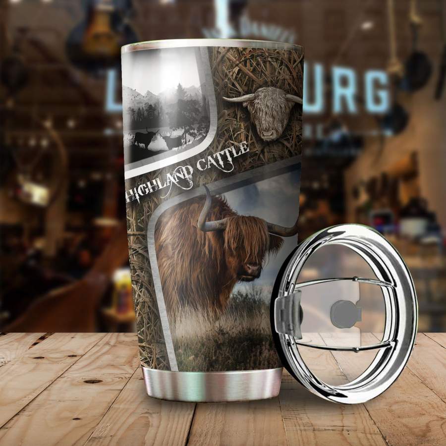 [Tumbler] Highland Cattle Camo Stainless Steel-967