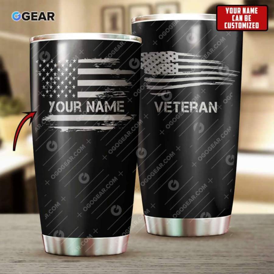 Proud To Be A American Soldier Personalized Name  Stainless Steel Insulated Tumbler Cups