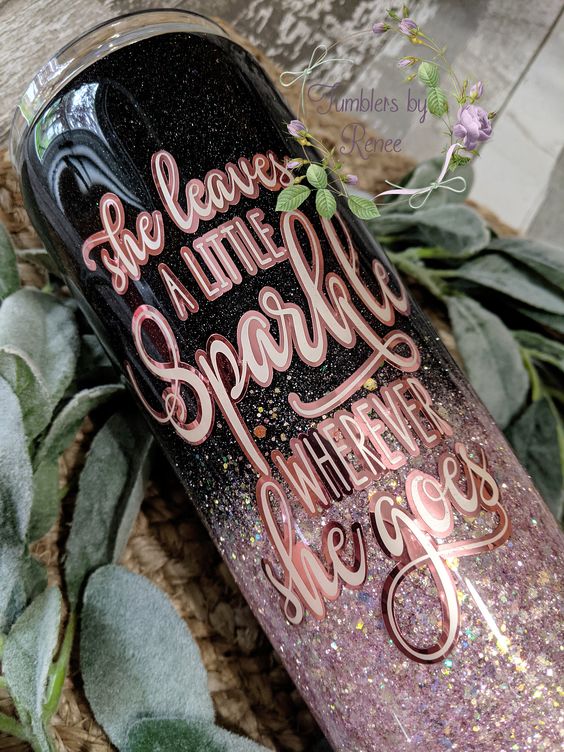 Black And Pink Rose Gold Ombre Glitter Personalized Tumbler