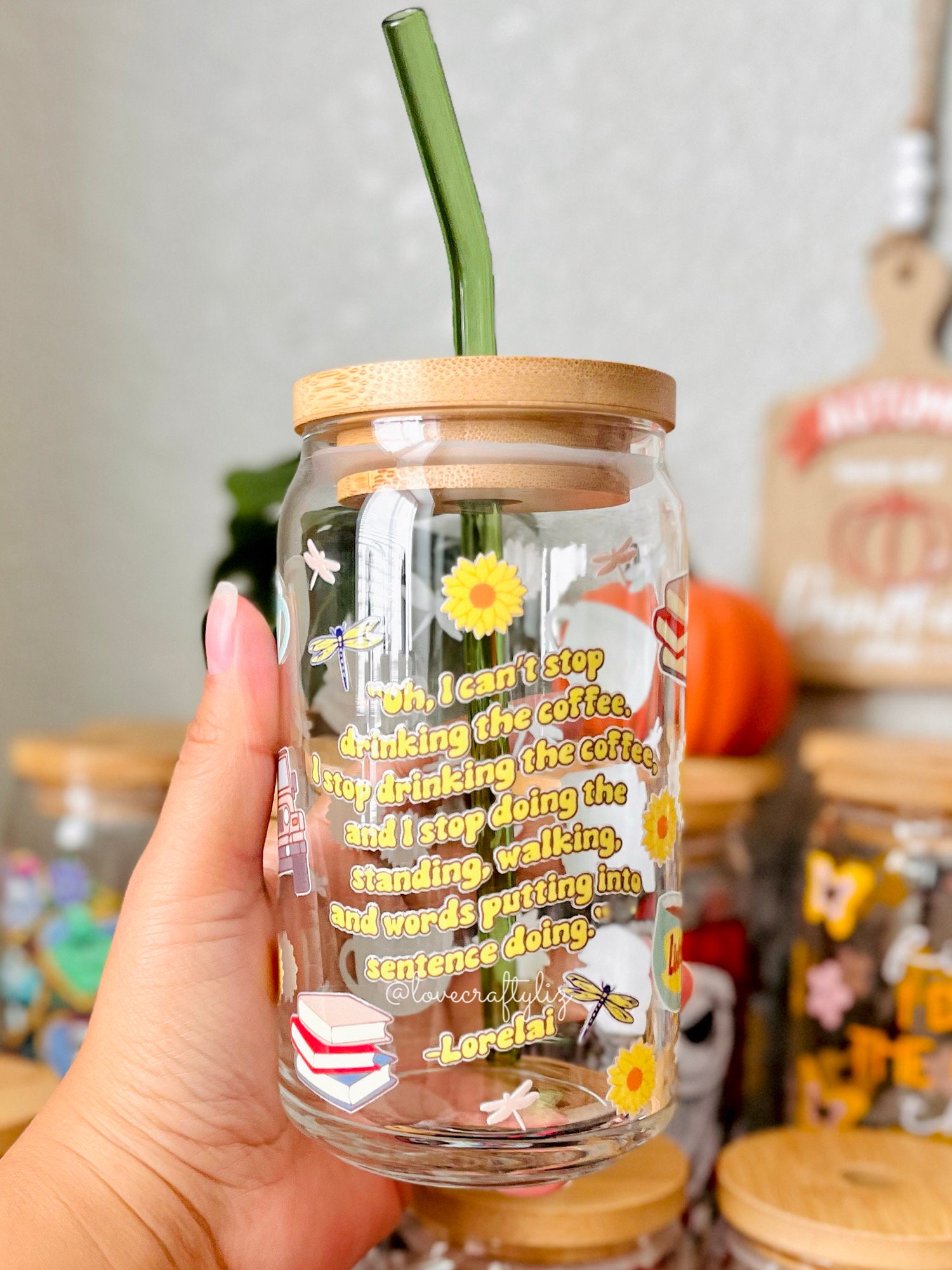 G Girls Lorelai 16 oz Beer Can Glass | Jumbo Coffee | Fall Autumn | Stars H | Lukes Diner | Autumn Festival | Cant Stop Drinking The Coffee