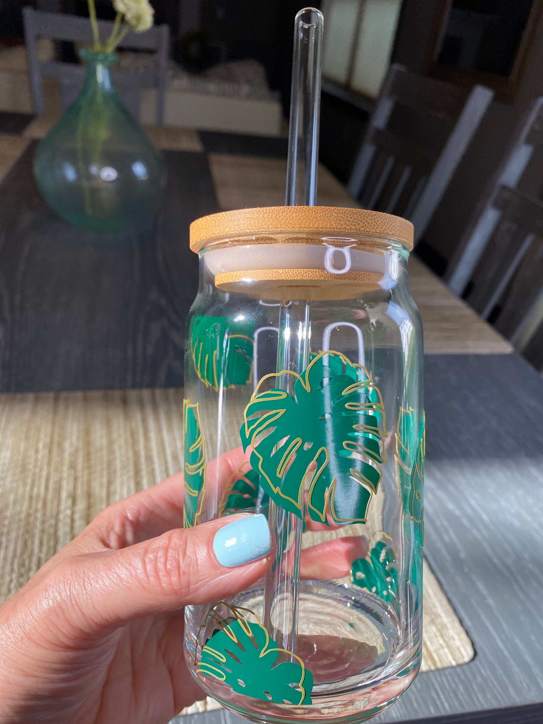 Monstera Soda Can Glass