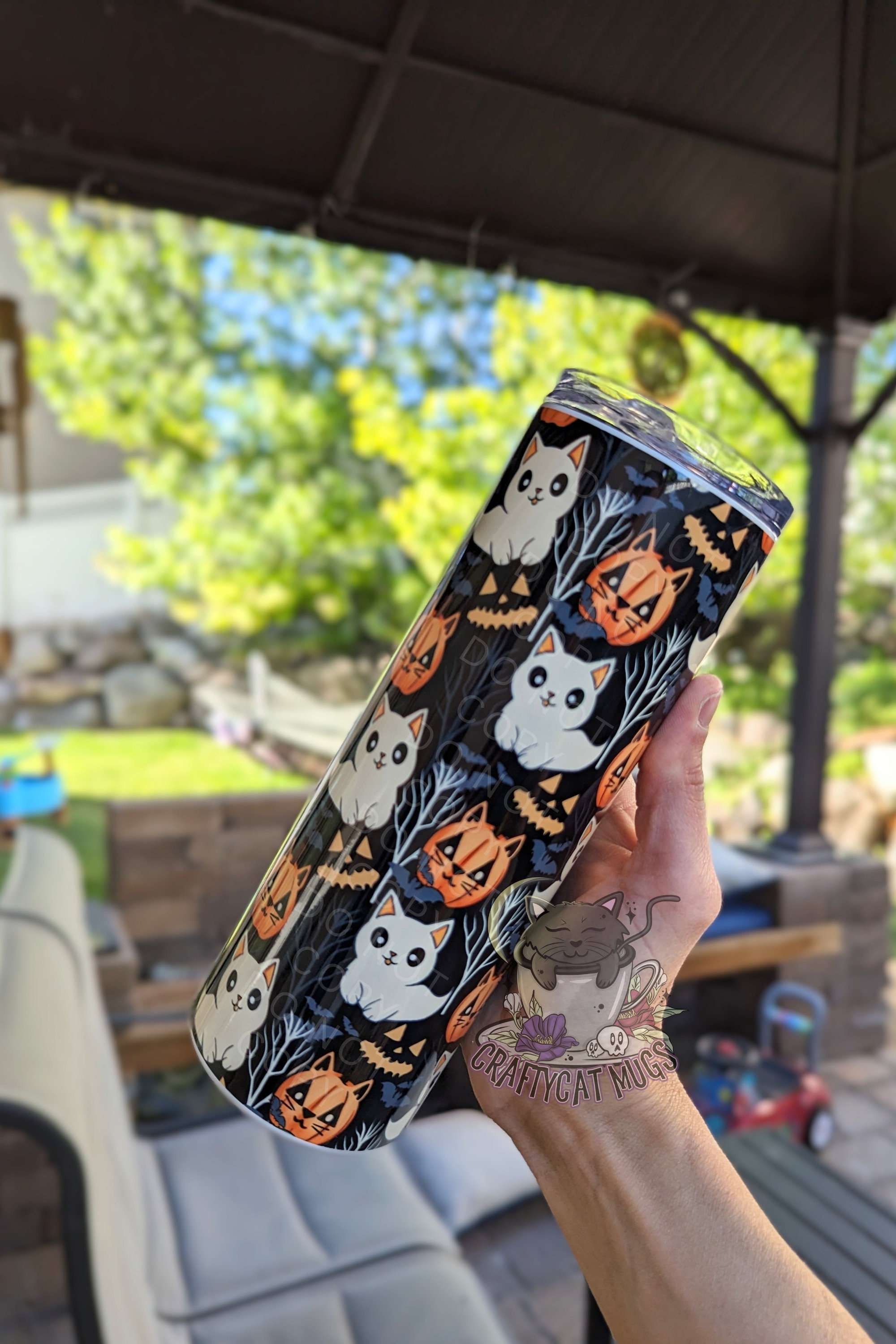 Cottagecore Spooky Cat Cup | Halloween Cat Tumbler | Pumpkin Tumbler | Fall Tumbler