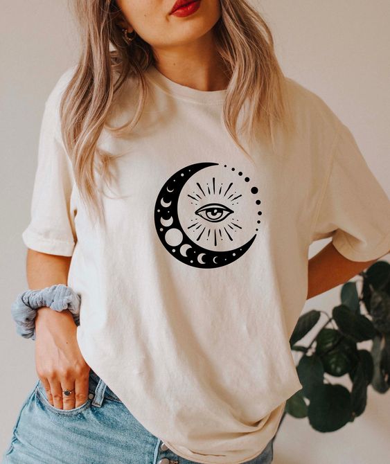 Comfort Colors Celestial Shirt, Eye And Moons Celestial T-Shirt, Boho Eye And Moons Shirt