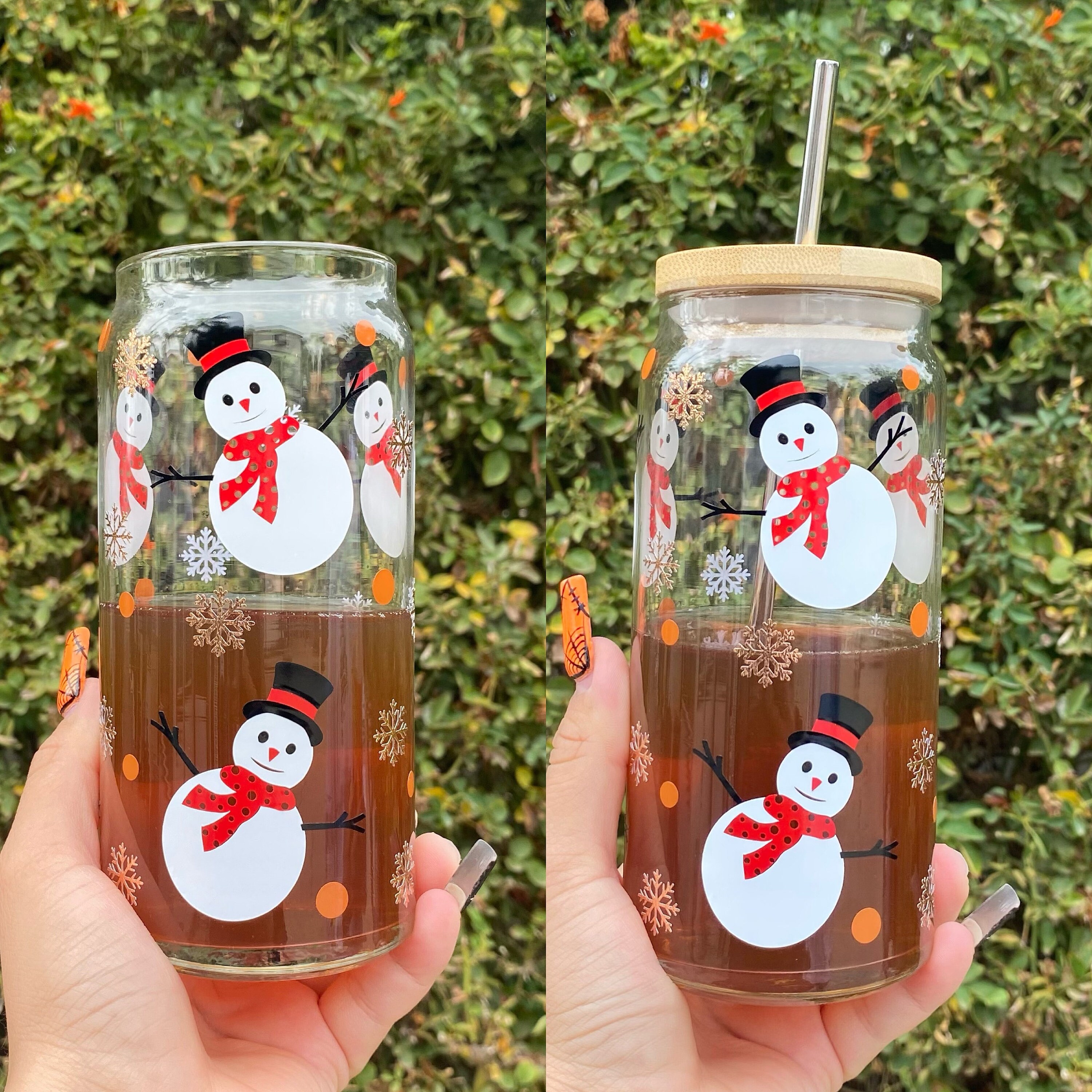 Snowman Christmas Beer Glass Can,  Christmas Beer Glass Can,  Christmas decorations, Snowman Svg, Holiday Cups, Christmas Cups, Libbey