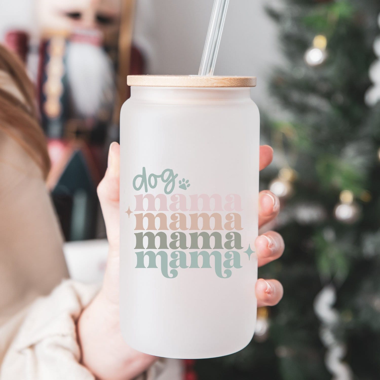 Dog Mama Beer Can Glass | Dog Lover Gift | Iced Coffee Glass | Dog Mom Coffee Cup | Gift for Mom | Beer Glass Cup | Gift for Her