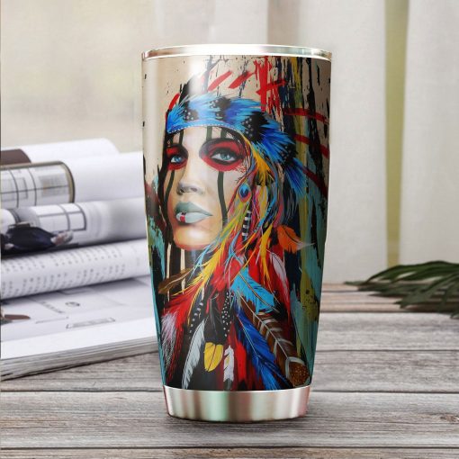 Native American Girl Stainless Steel Tumbler, Birthday Gift, Mother’S Day Gifts For Grandma, Gifts To Grandpa, Gift For Sister, Mom Christmas Gifts