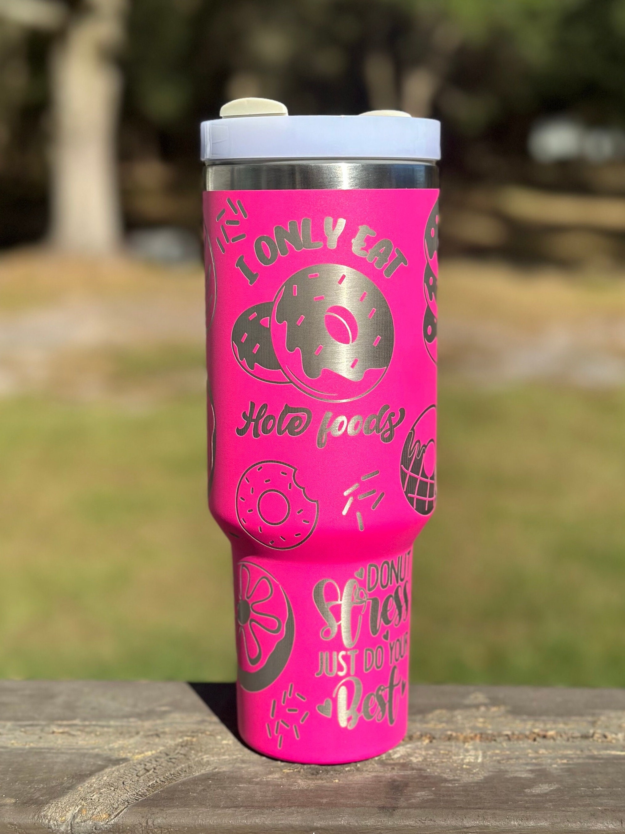 Donuts & Sprinkles 40 oz Stainless Steel Insulated Tumbler with Handle, Laser Engraved tumbler