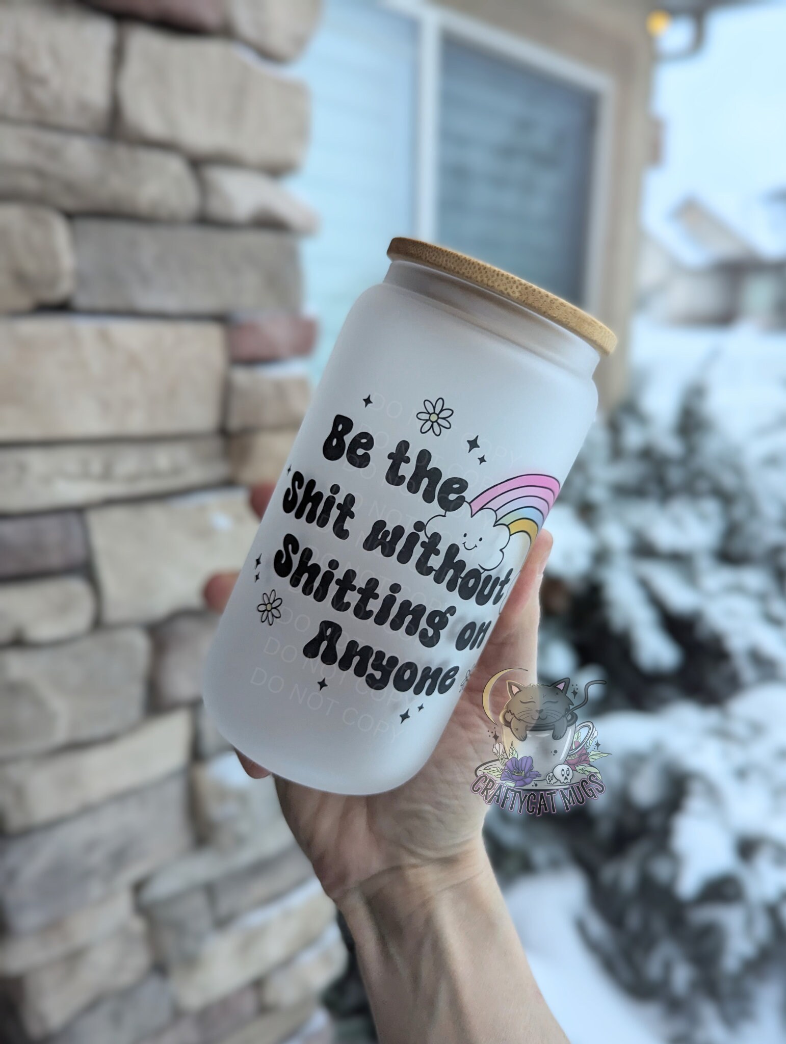 Funny Inspirational Glass | Iced Coffee Cup | Positive Mental Health Cup