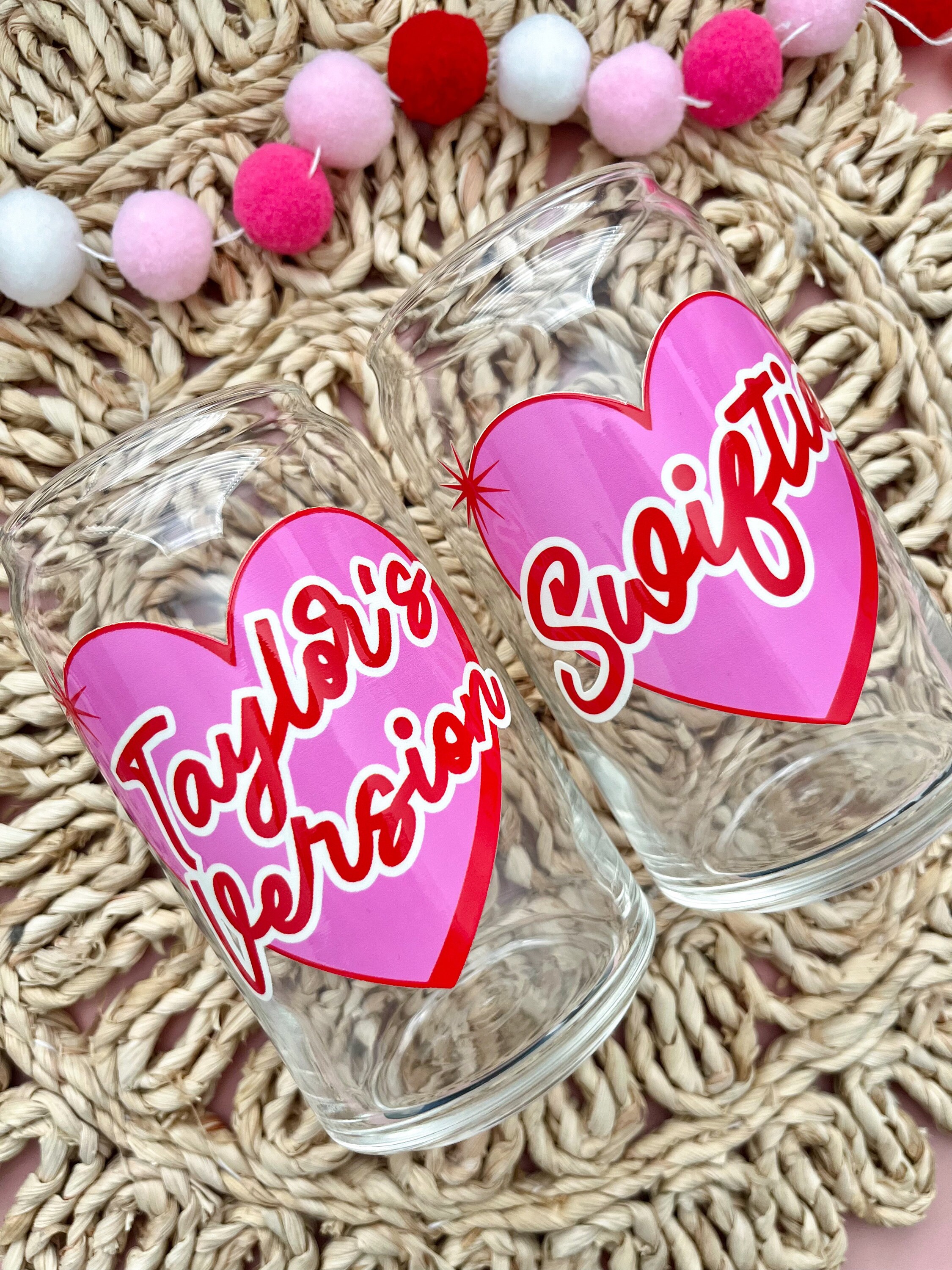 Taylor Swift Inspired Glass Cup / Swift Tumbler / Gifts for Her / Cute Glass Cup / Iced Coffee Cup / Gifts for Mom / Valentines Day Gift