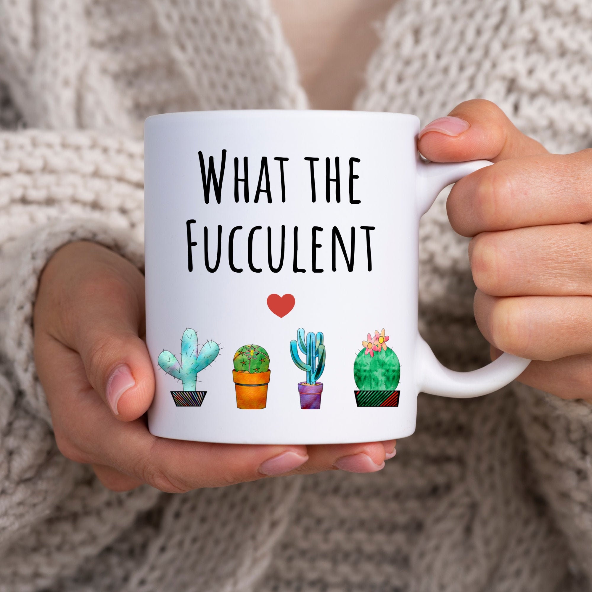 What The Fucculent Mug, Succulent Gift, Plant Lady Plant Lover Gift, Gardening Gifts For Women Men Mom, Gardener Mother’s Day Birthday