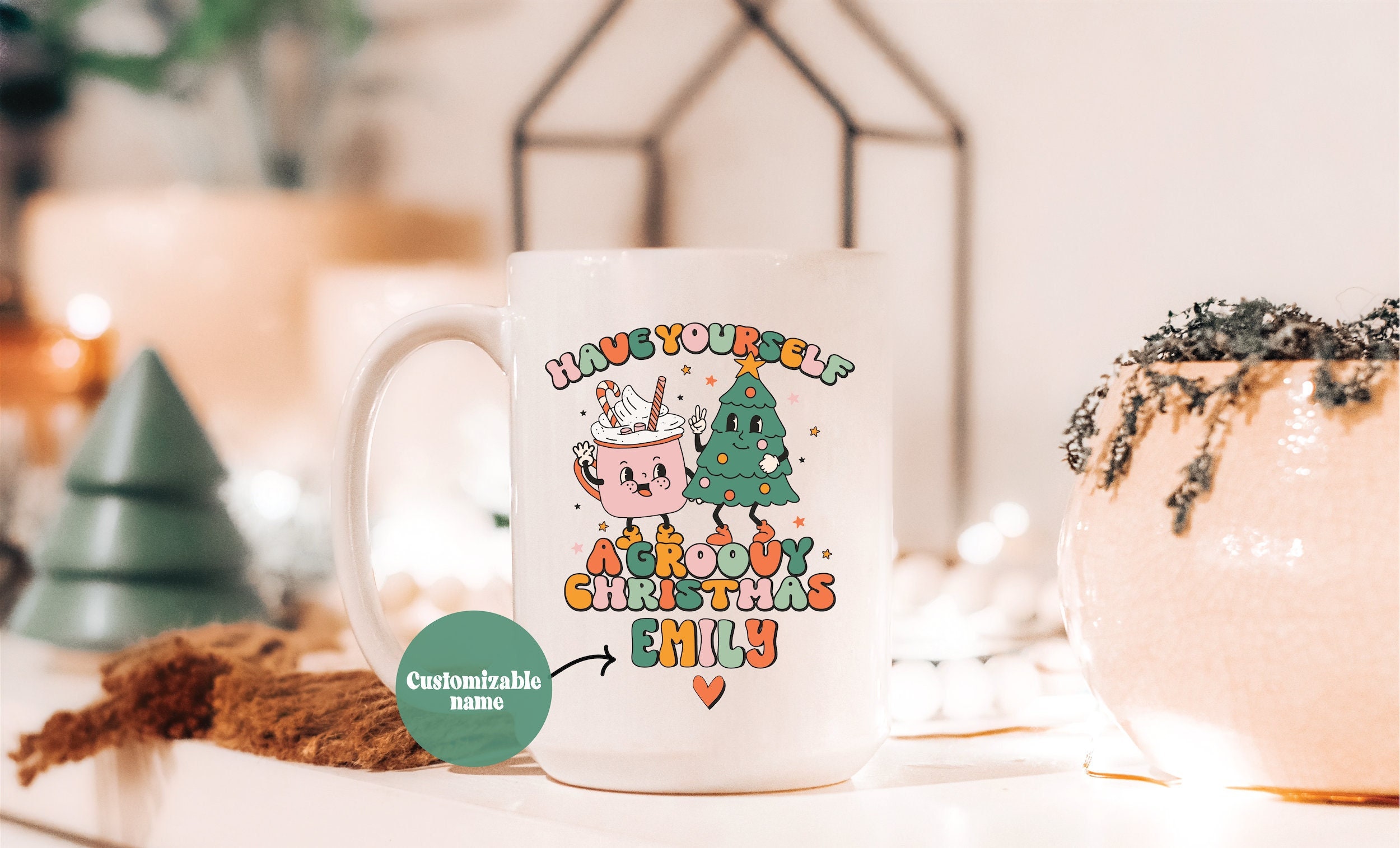 Christmas mug, Custom name Christmas gifts for kids, Christmas mug for her, Retro Christmas mug, Personalized Christmas camp mug,Holiday Mug