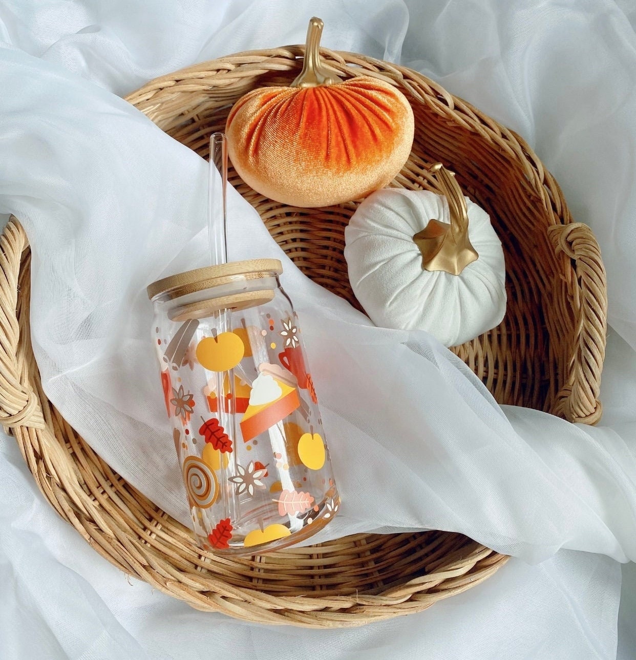 Pumpkin Spice Beer Can Glass, Pumpkin Pie Glass Can, 16oz Libbey Glass, Iced Coffee Glass, Fall Glass Cup, Thanksgiving, Friendsgiving, Gift