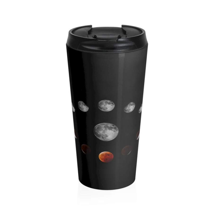 Stainless Steel Travel Mug, 2019 Blood Wolf Moon, Moon Phase Mug, Nature Boho Bohemian Hippie Travel Tumbler, 15oz Coffee Tea Drinkware