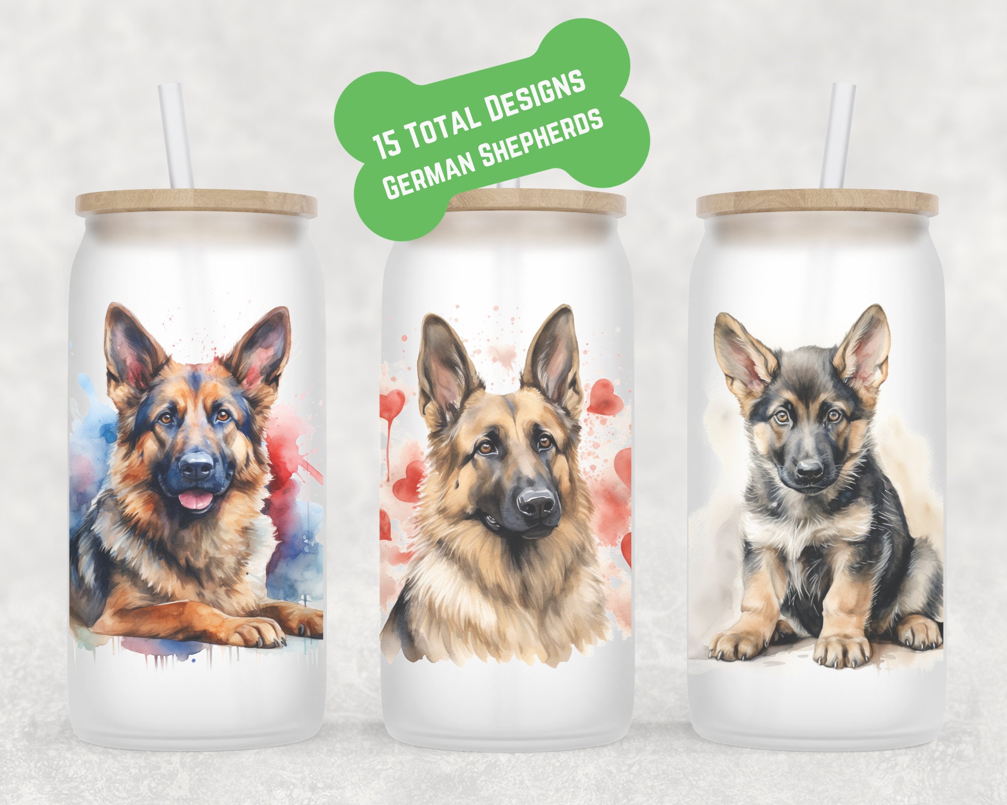 German Shepherd Beer Can Glass | Dog Mom Gift | German Shepherd Mug | Coffee Iced Coffee Cup | Fur Mom Coffee Mug | Glass Coffee Cup