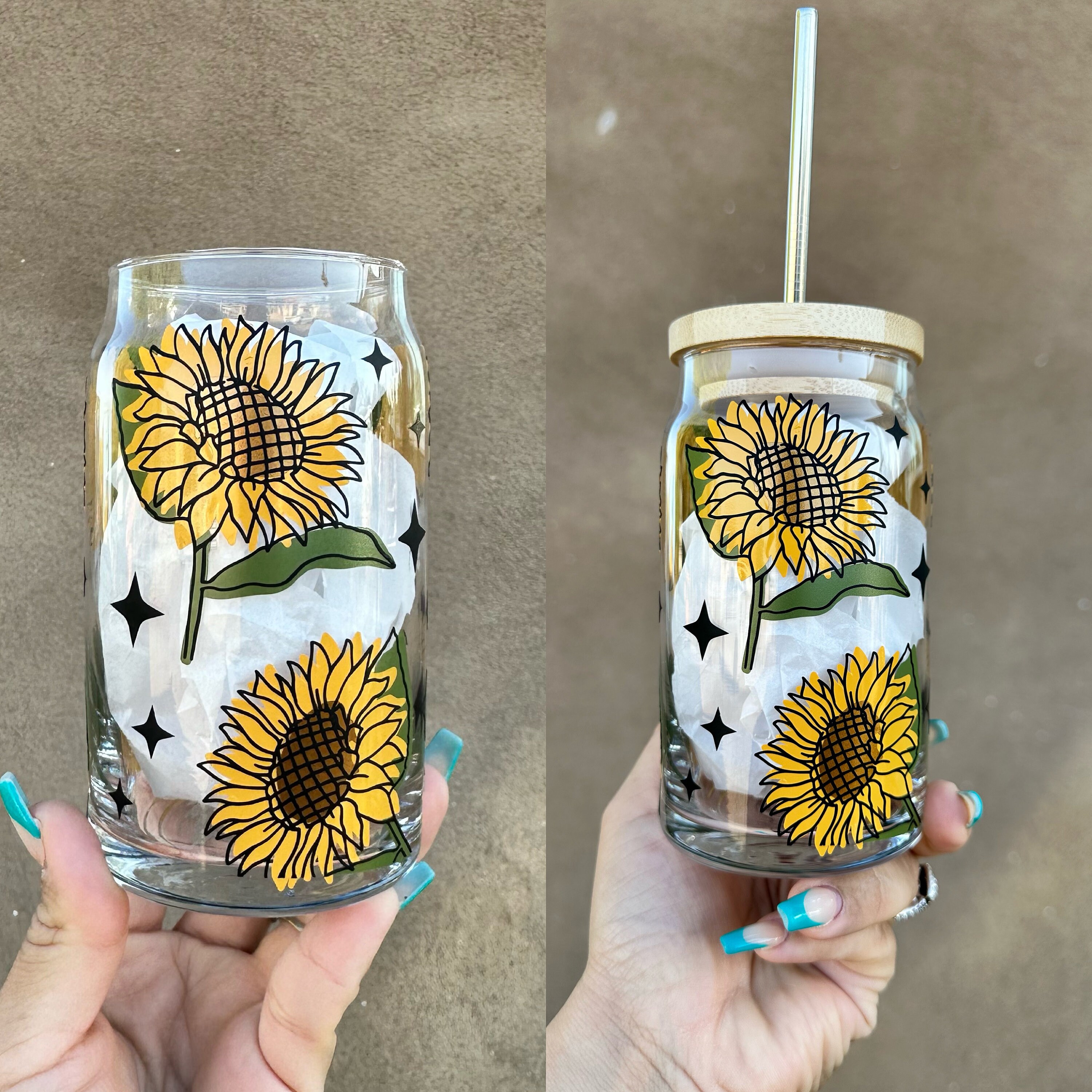 Sunflower Beer Glass Cup, Sunflower Glass,  sunflowers decor, sunflower gifts, sunflower flower, girasoles, sunflower svg, Sunflower Yellow