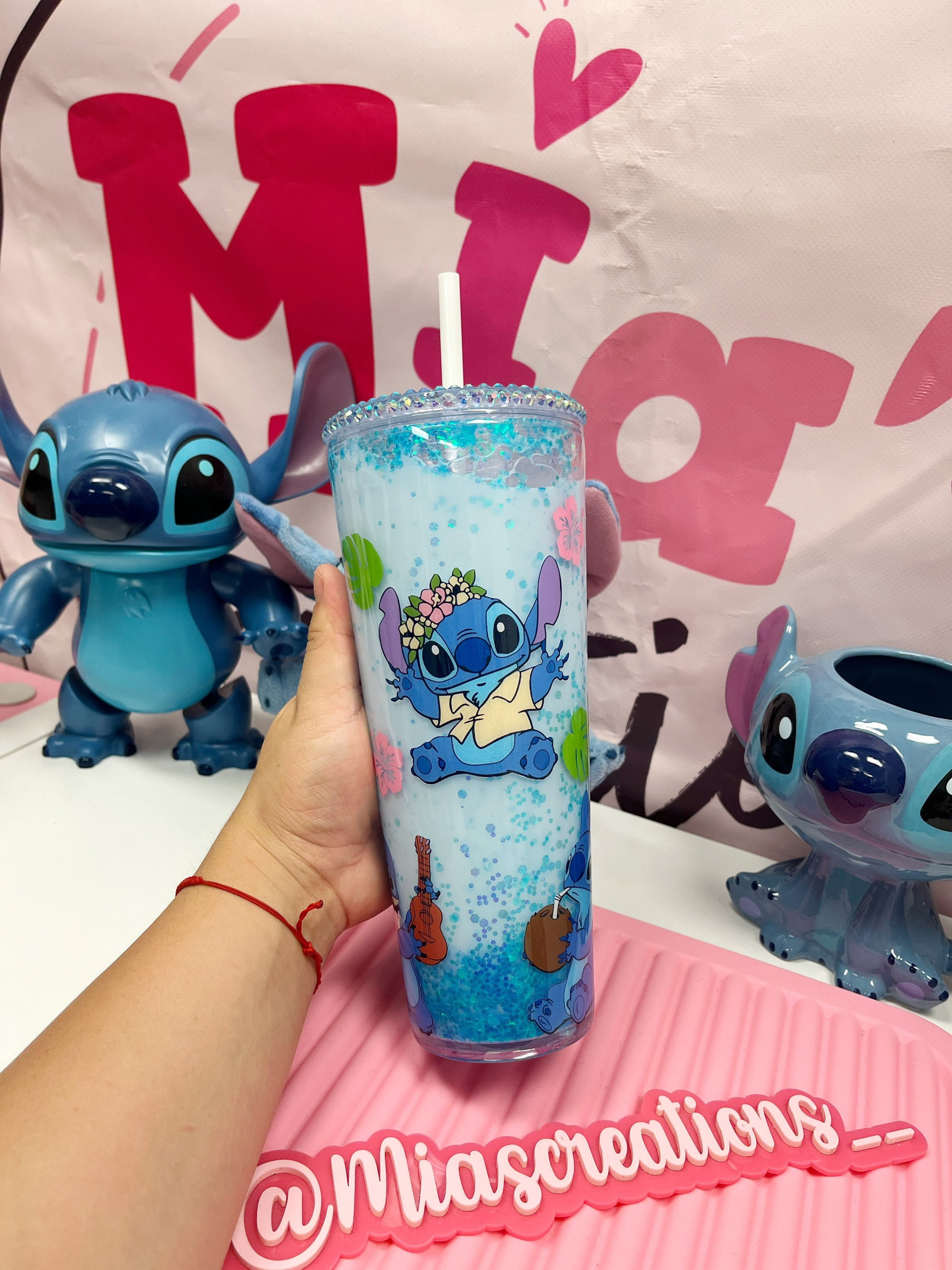 Stitch Snow Globe tumbler, Custom tumbler, Stitch tumbler