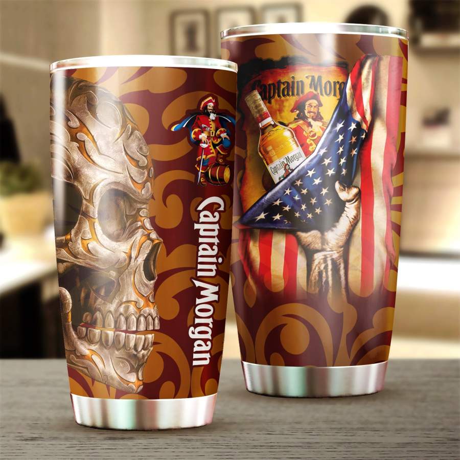 Captian Morgan Beer Brand 20 Oz Steel Mug Stainless Steel Tumbler Cup Captian Morgan Beer Brand Steel Tumbler, Captian Morgan Wooden Pattern 30 Oz Steel Mug