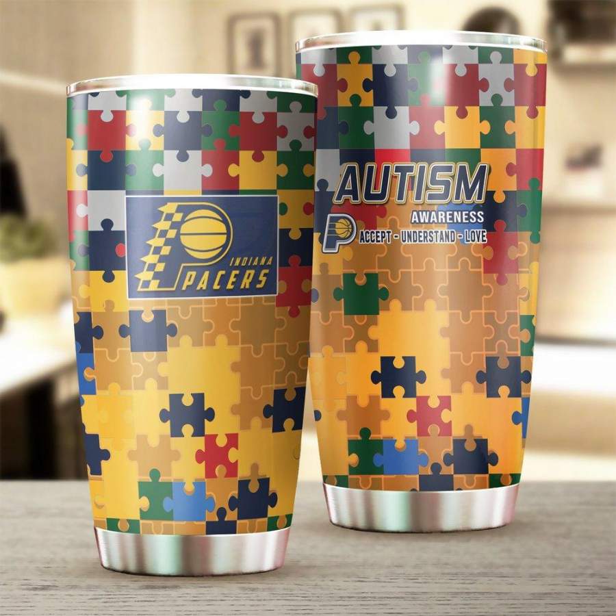 [Stainless Steel Tumbler 20 Oz] NBA109 Indiana Pacers Stainless Steel Tumbler, Indiana Pacers Steel Mug Autism Father Day gift, Mother Day gift