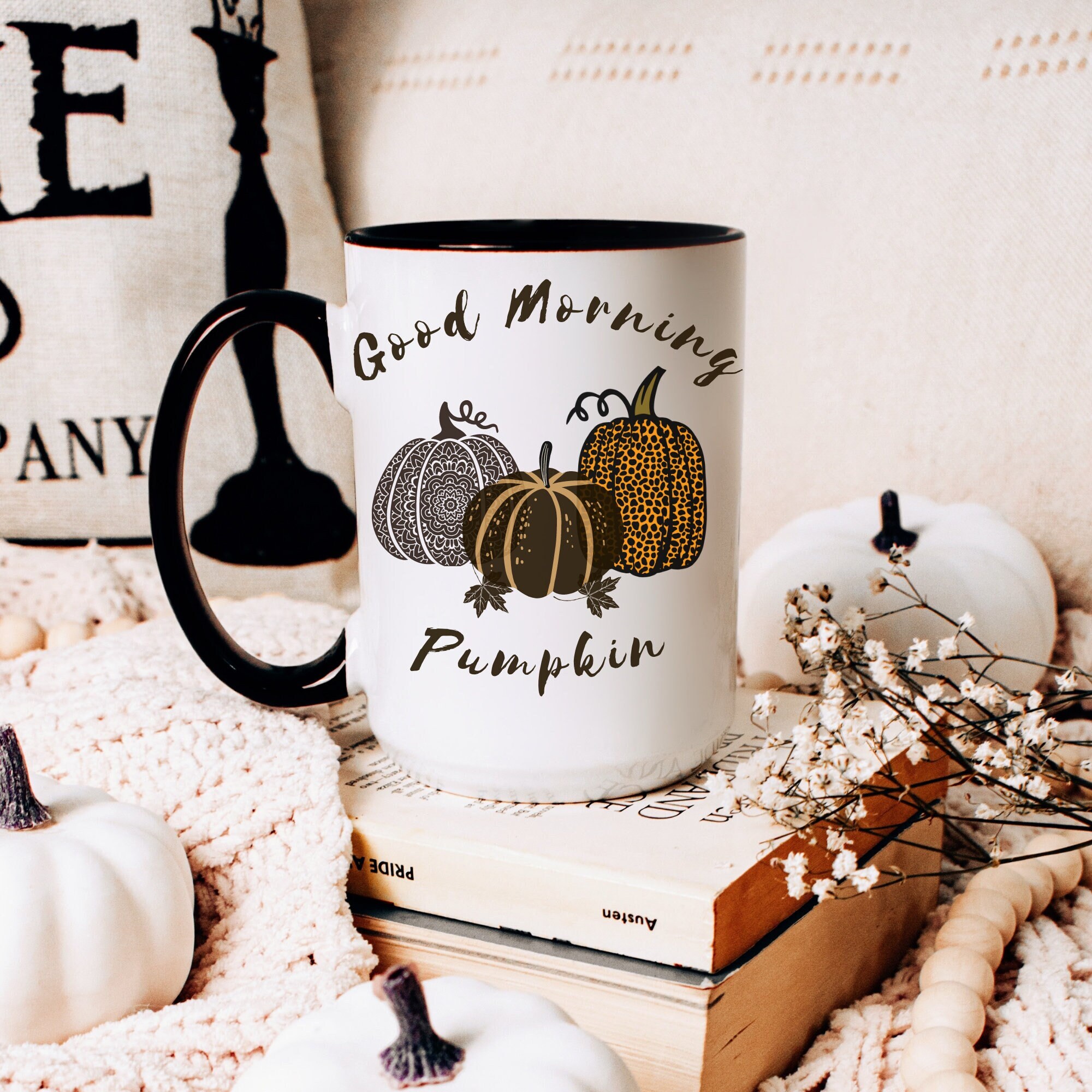 Good Morning Pumpkin Mug, Good Morning Mug, Morning Pumpkin Mug, Leopard Coffee Mug, Leopard Pumpkin Mug,  Hello Pumpkin Mug