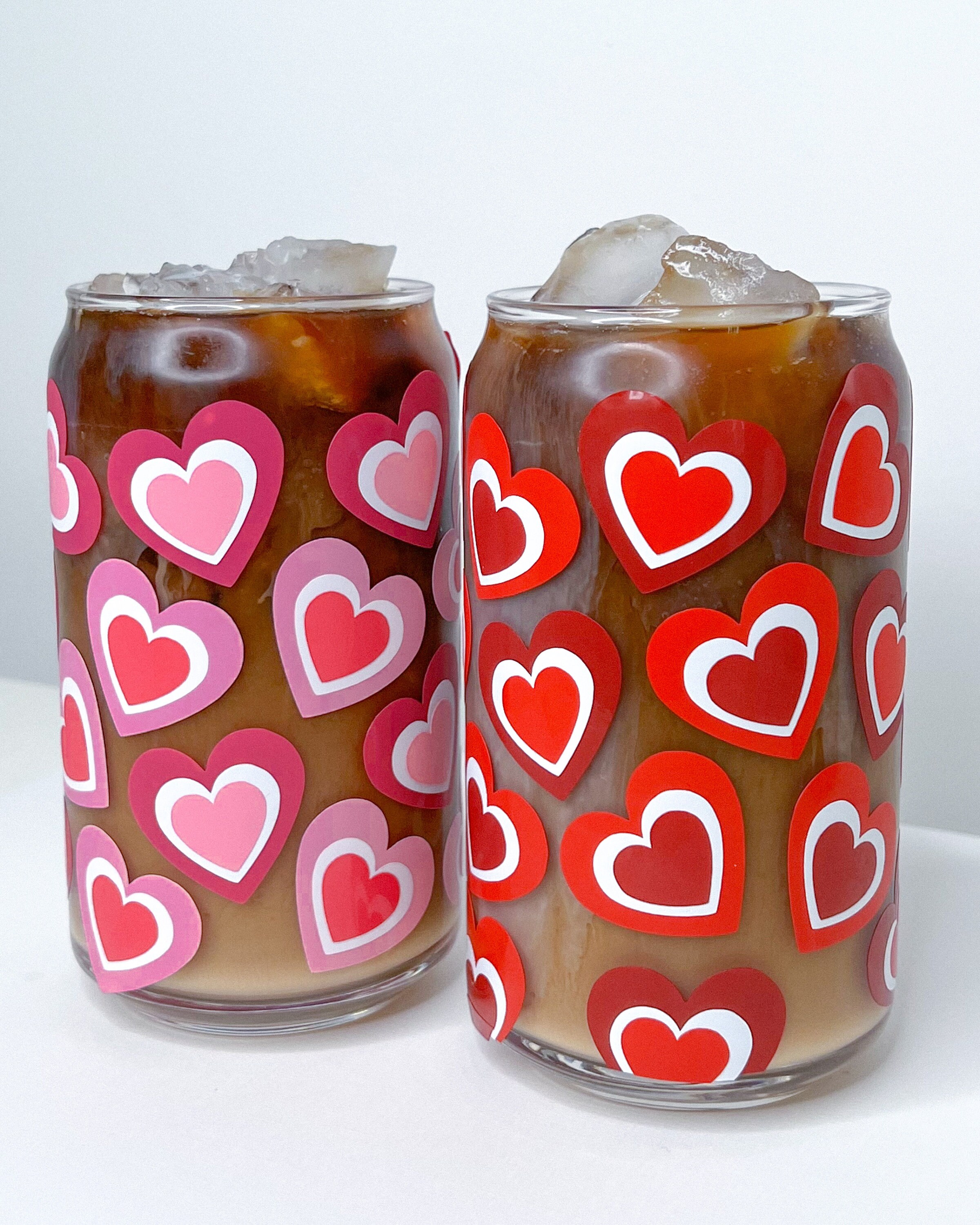 Valentine Heart Cup | Valentines Day | Modern Coffee Glass | Beer Pint Glass | 16 oz Glass | Coffee Addicts | Morning Coffee | Iced Coffee