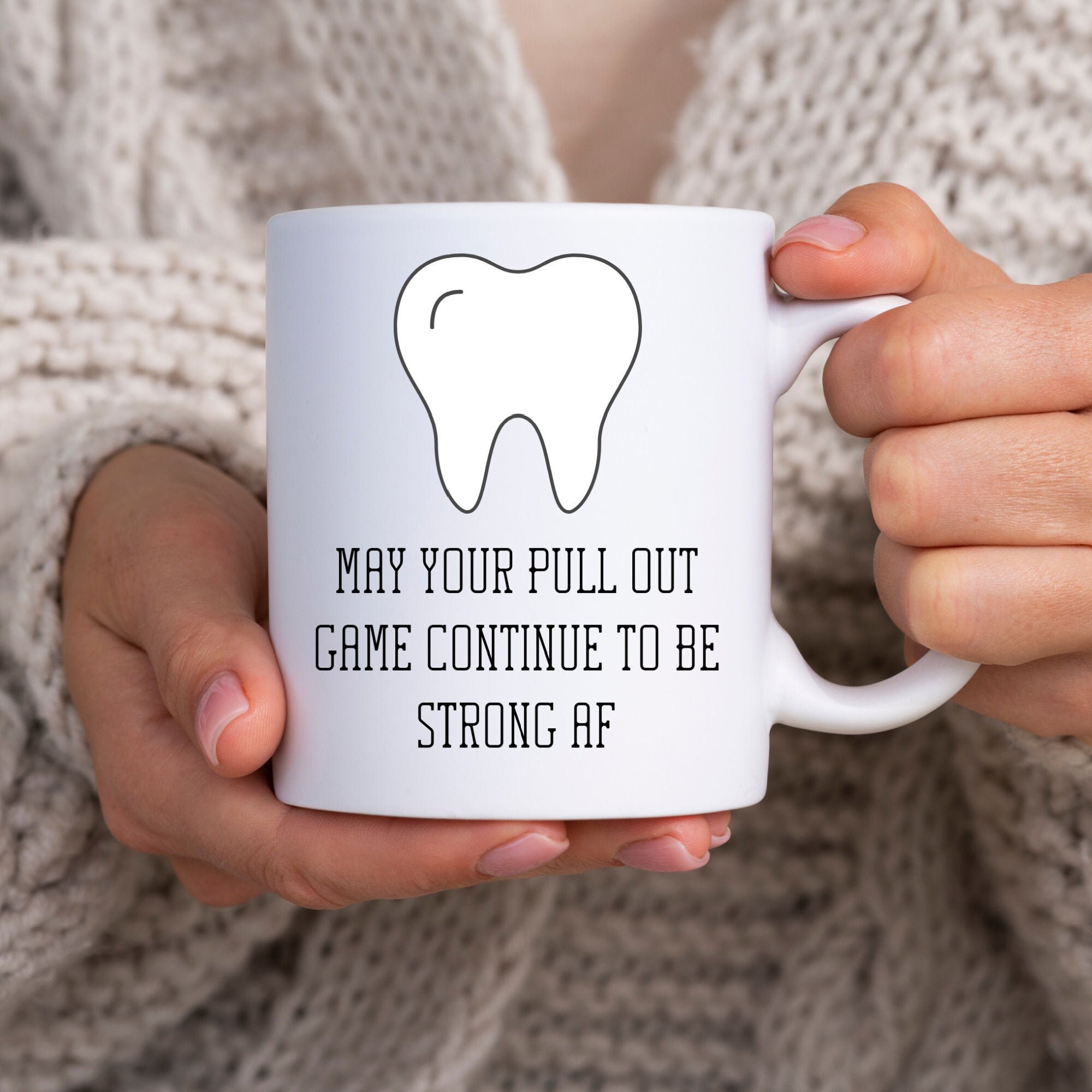 Funny Dentist Gift – Dentist Birthday Present – Pull Out Game Strong AF – Dentist Coffee Mug