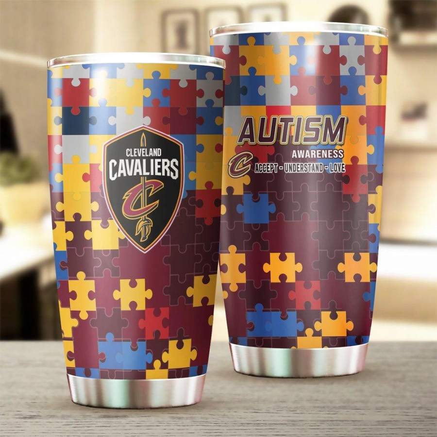 [Stainless Steel Tumbler 20 Oz] NBA107 Cleveland Cavaliers Stainless Steel Tumbler, Cleveland Cavaliers Mug Autism Father Day gift, Mother Day gift