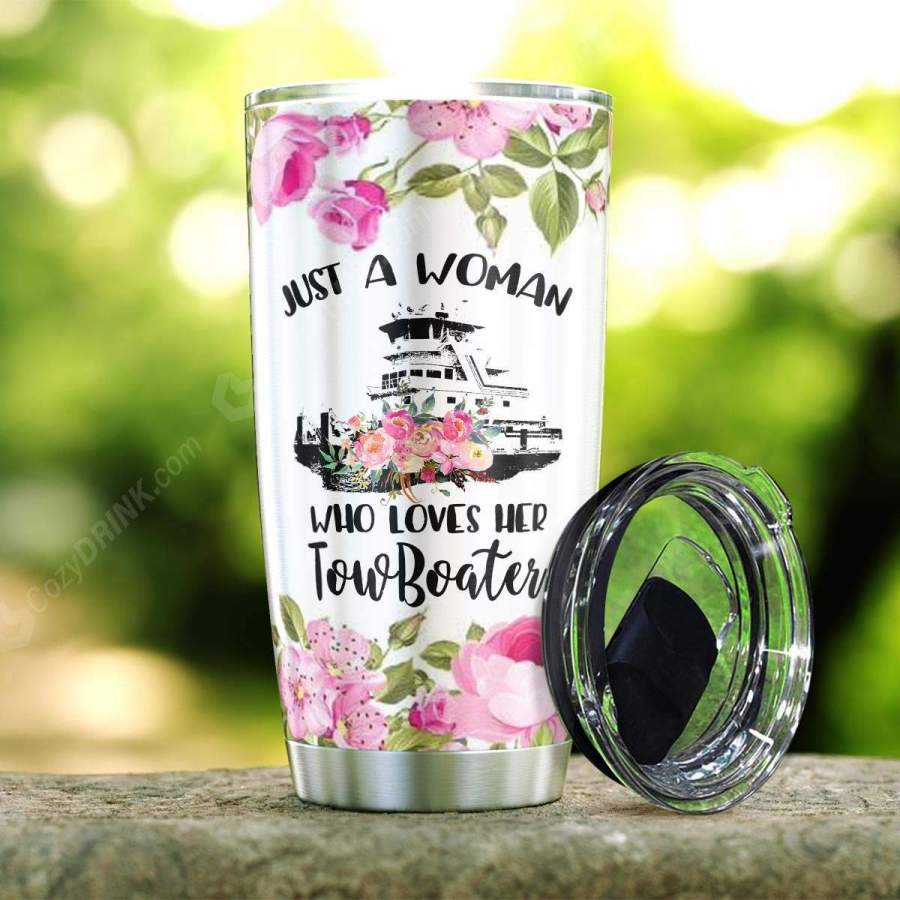 Just A Woman Who Loves Her Towboater Stainless Steel Tumbler H22N8