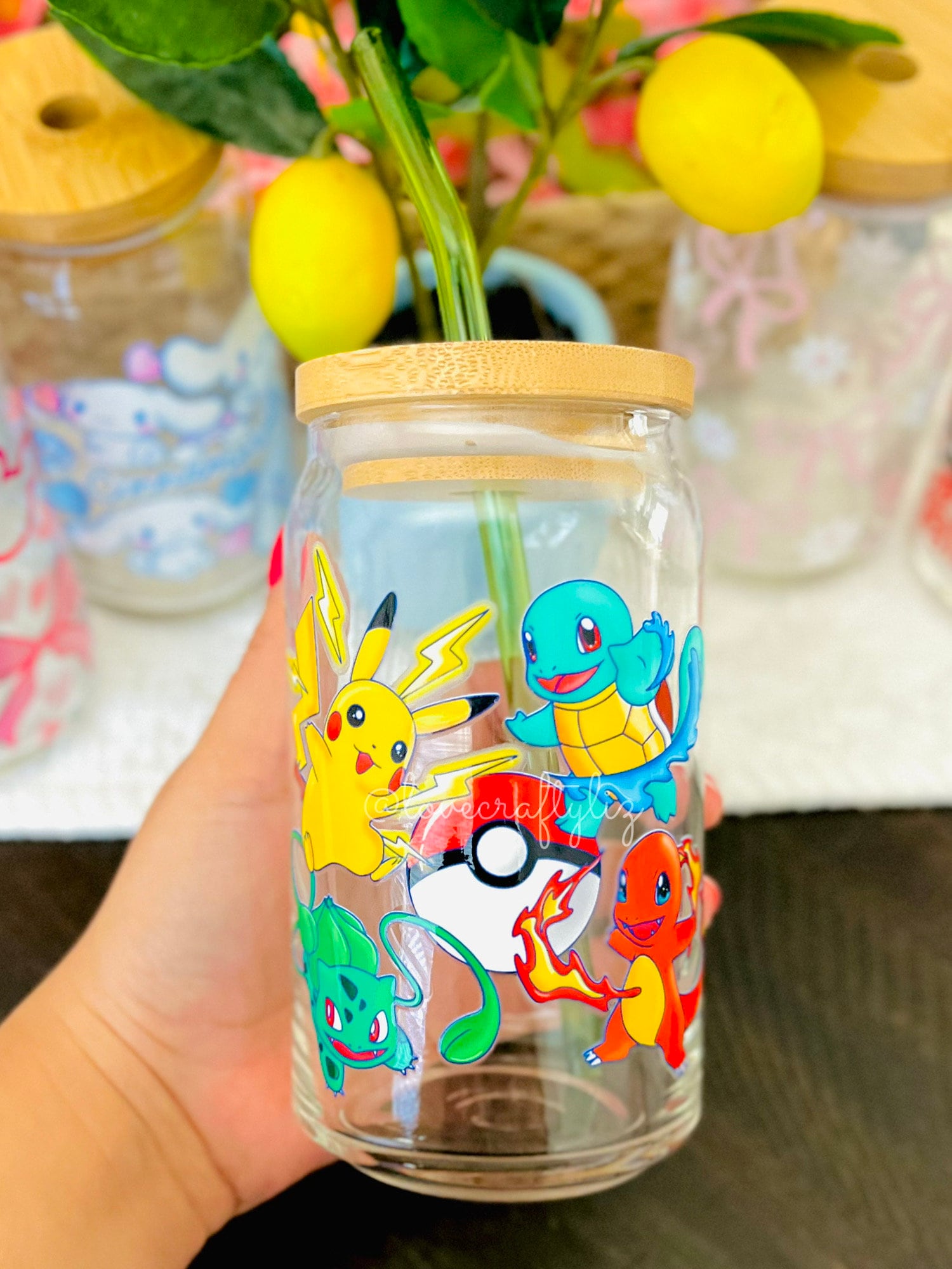 Pocket Monster Buddies 16oz Beer Can Glass | Spring Cup | Iced Coffee | Gift | Poke Friends | Eeveelutions | POGO| Eevee Pikachu PKMN