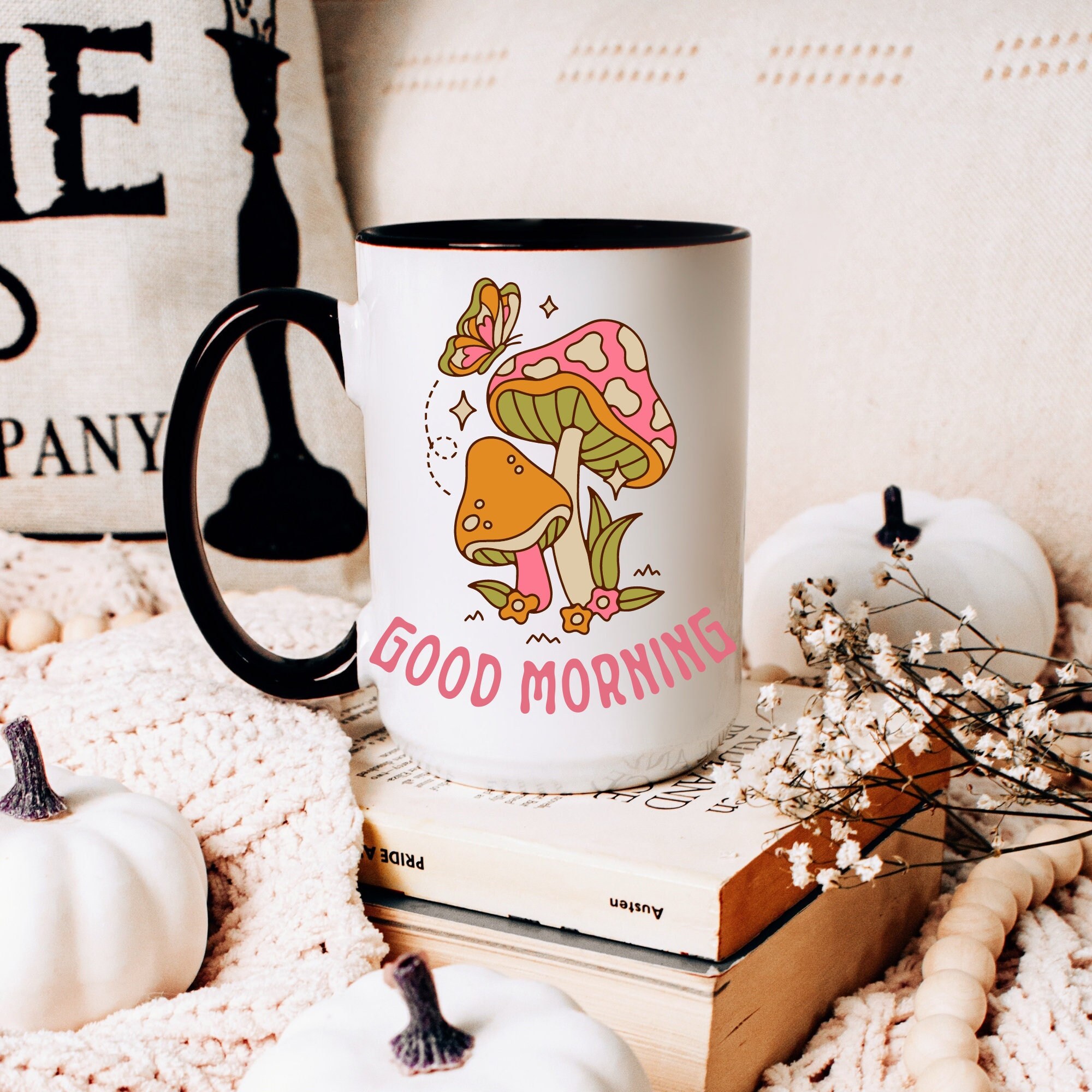 Good Morning Mug, Mushroom Mug, Autumn Mug, Magic Mushroom Mug, Magic Mushrooms, Merry Mushroom, Campfire Mug, Forest Mug