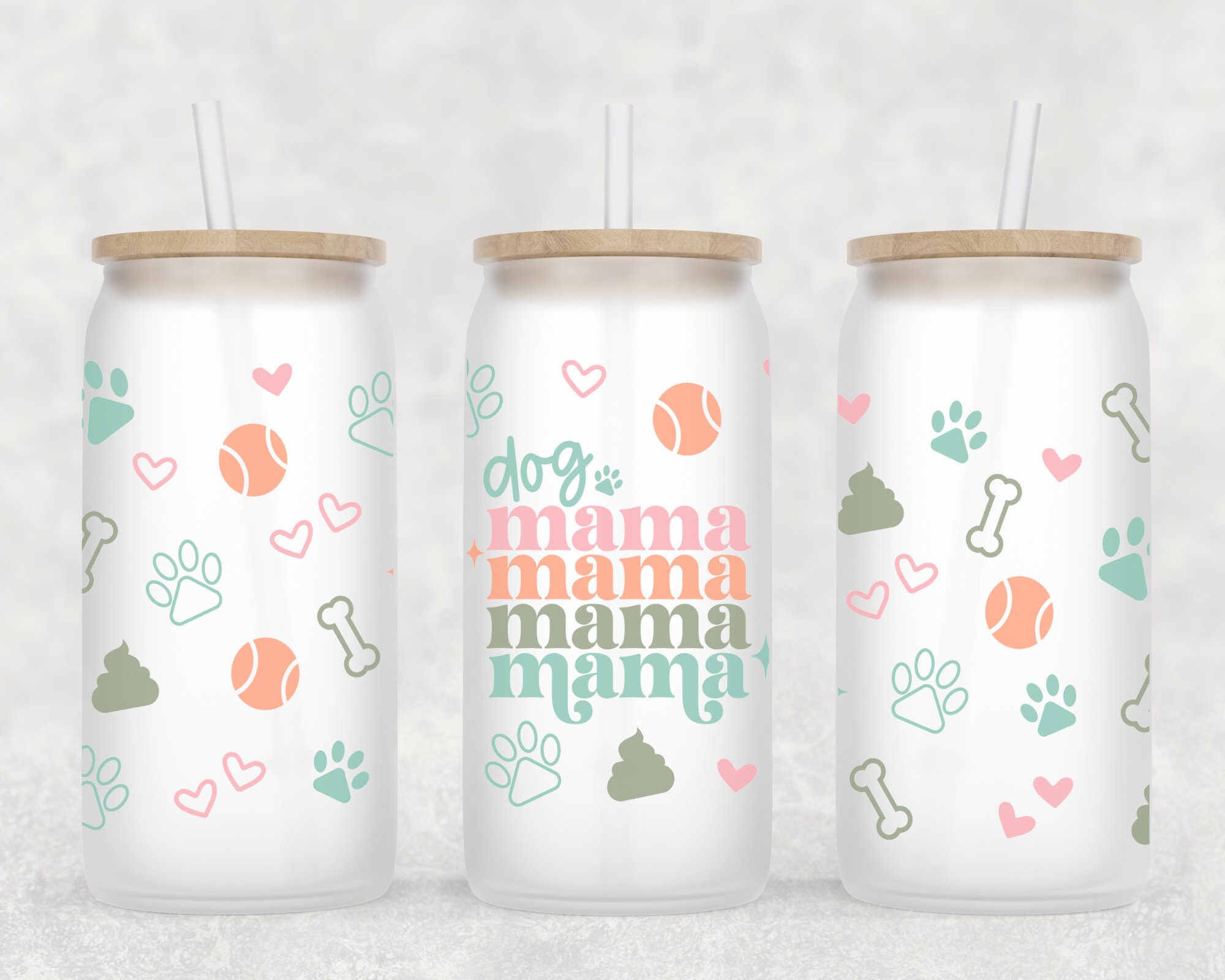 Dog Mama Beer Can Glass | Dog Mom Gift | Dog Lover Gift | Coffee Iced Coffee Cup | Fur Mom Coffee Mug | Glass Coffee Cup | Gift for Her