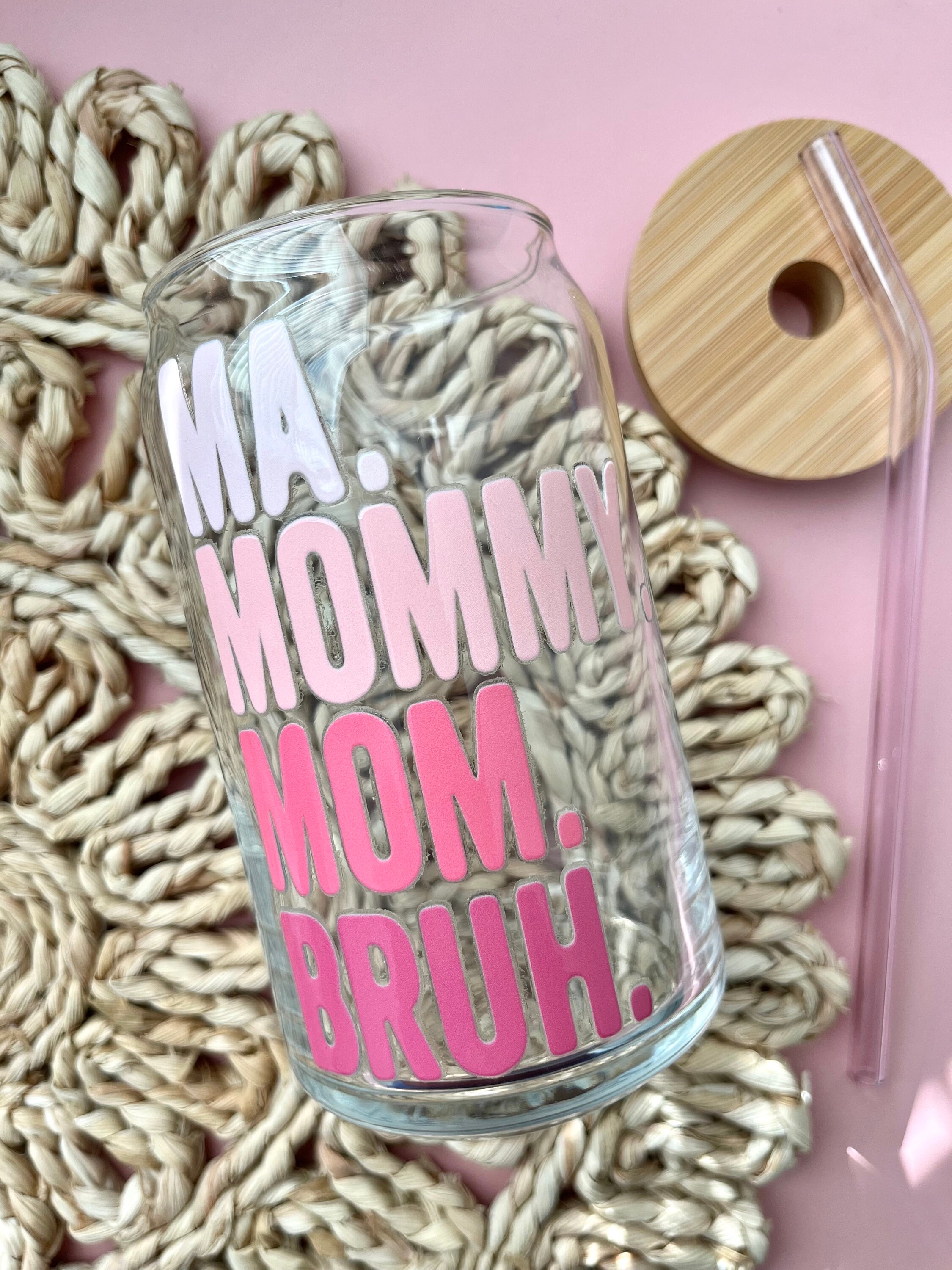 Pink Mom Glass Cup / Mama Cup / Gifts for Her / Gifts for Mom / Iced Coffee Cup / Mama Needs Some Coffee Glass Cup