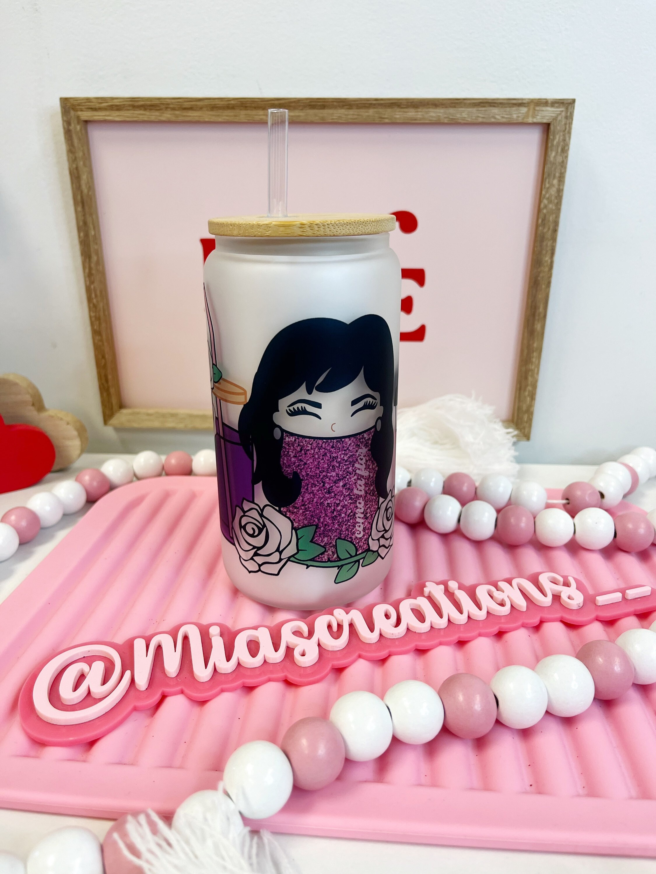 Selena Frosted Glass can, Custom glass can, Selena fans