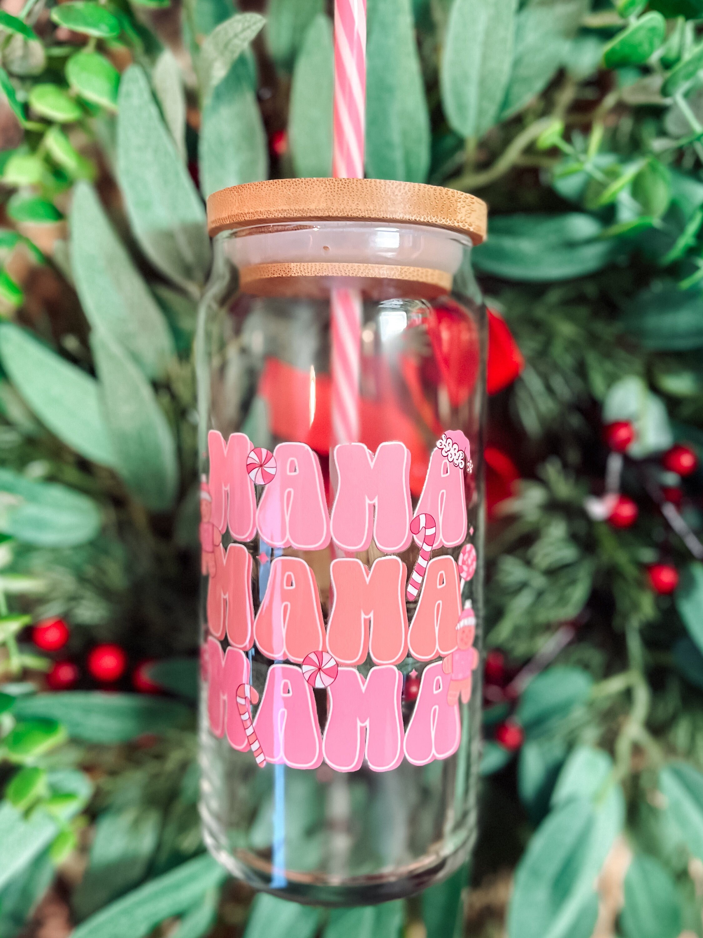 Gingerbread Mama Beer Can Glass | Mama Christmas Gift | Christmas Mama Coffee Cup