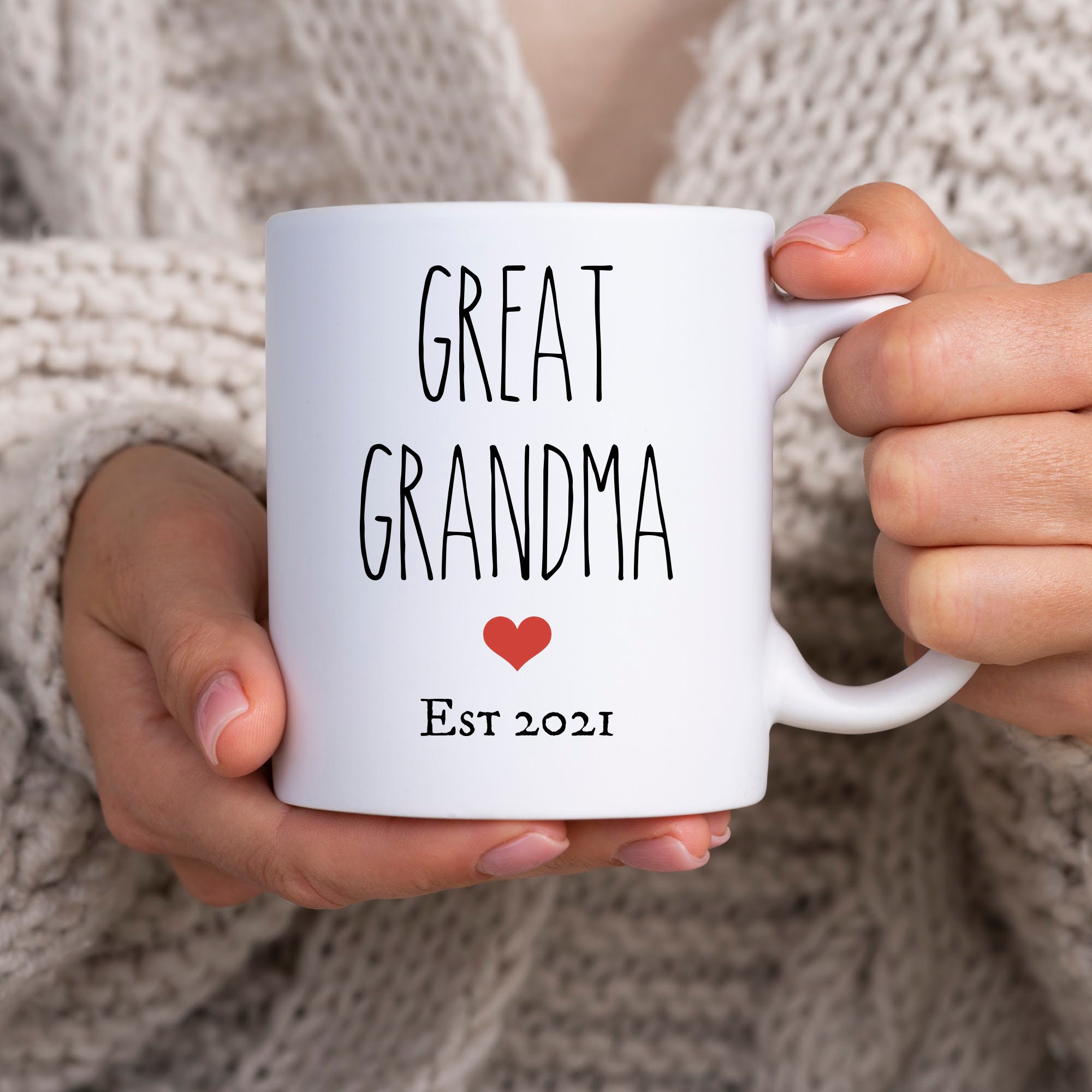 Great Grandma Mug Pregnancy Announcement New Baby Gift Great Grandma Est. 2021 Mug Great Grandma Mother’s Day Gift