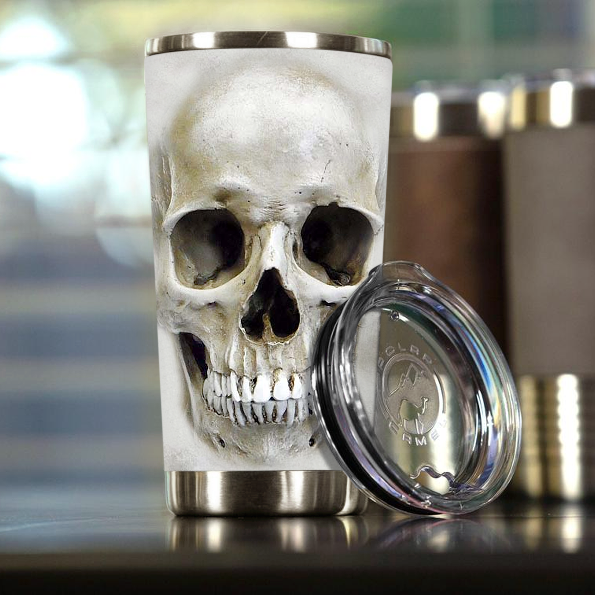 H-Lk Design Vacuum Insulated Tumbler – Skull 3D