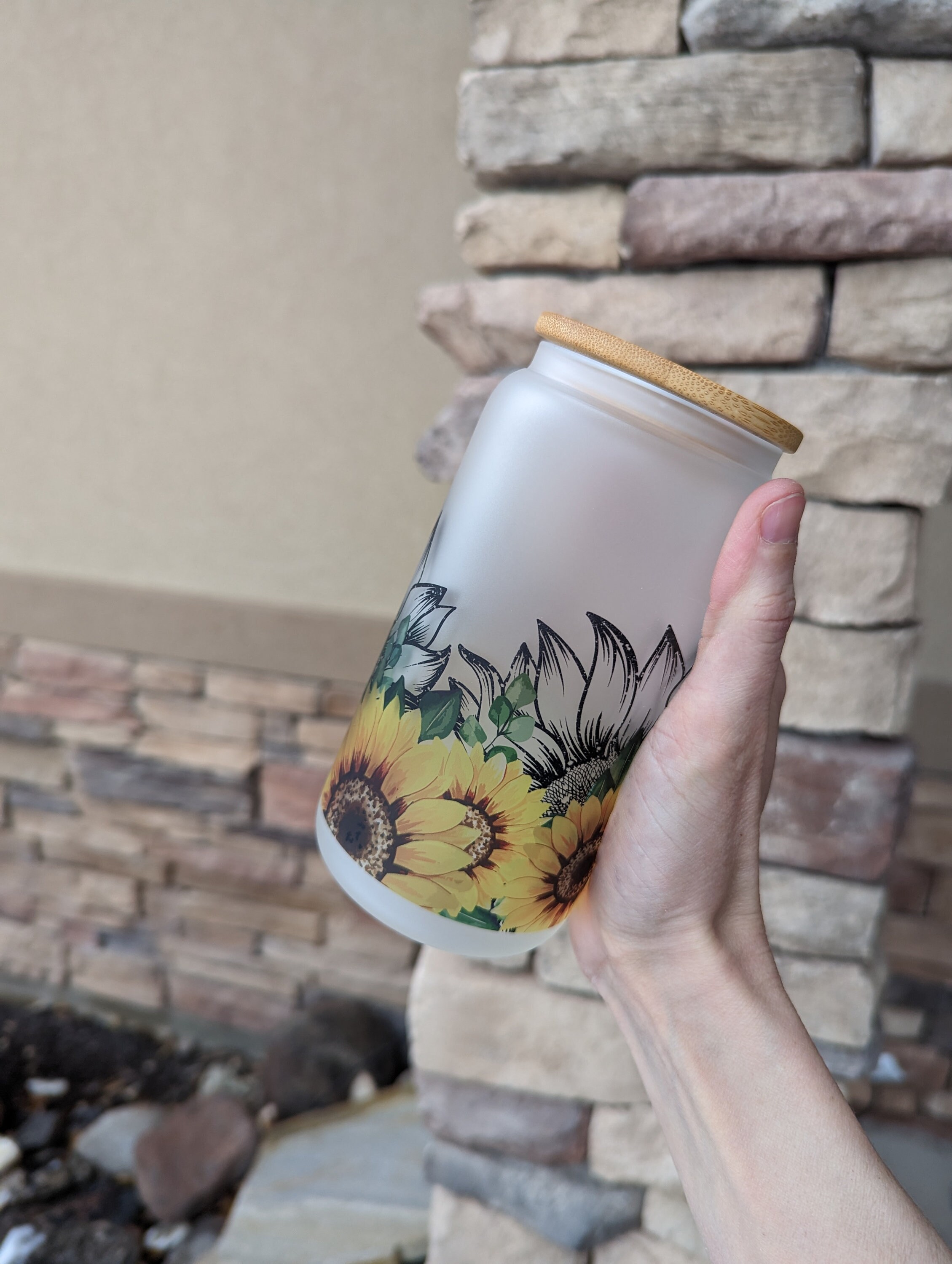 Sunflower Glass Cup | Plant Cup | Sunflower Gift