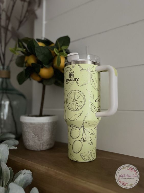 Lemon Tumbler, Laser Engraved Tumbler, Summer Tumbler