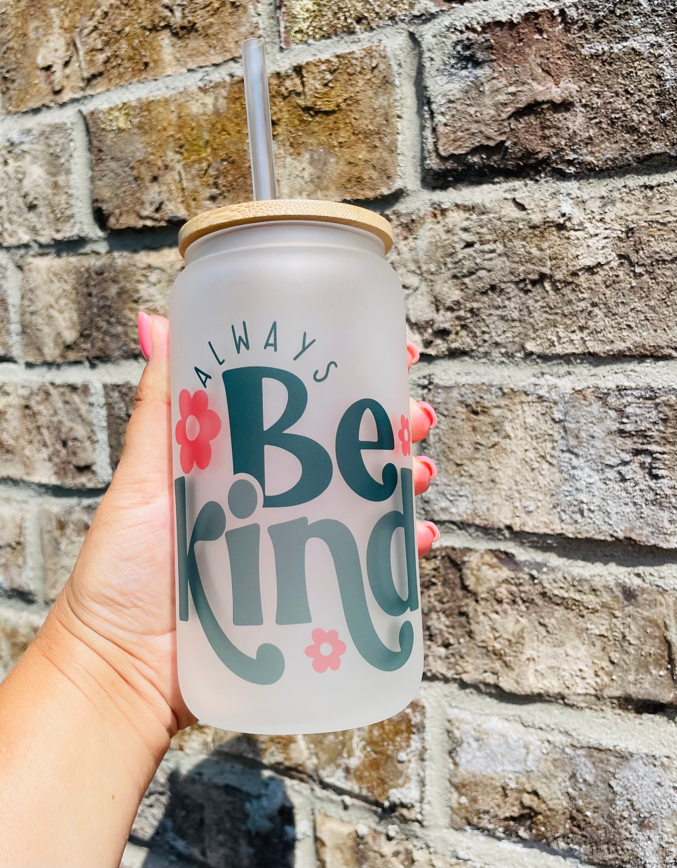 Be Kind| Always Be Kind| inspirational| Iced Coffee Beer Glass Can| Iced Coffee Can| Libbey Glass| Iced Coffee Clear Can| Coffee Cup