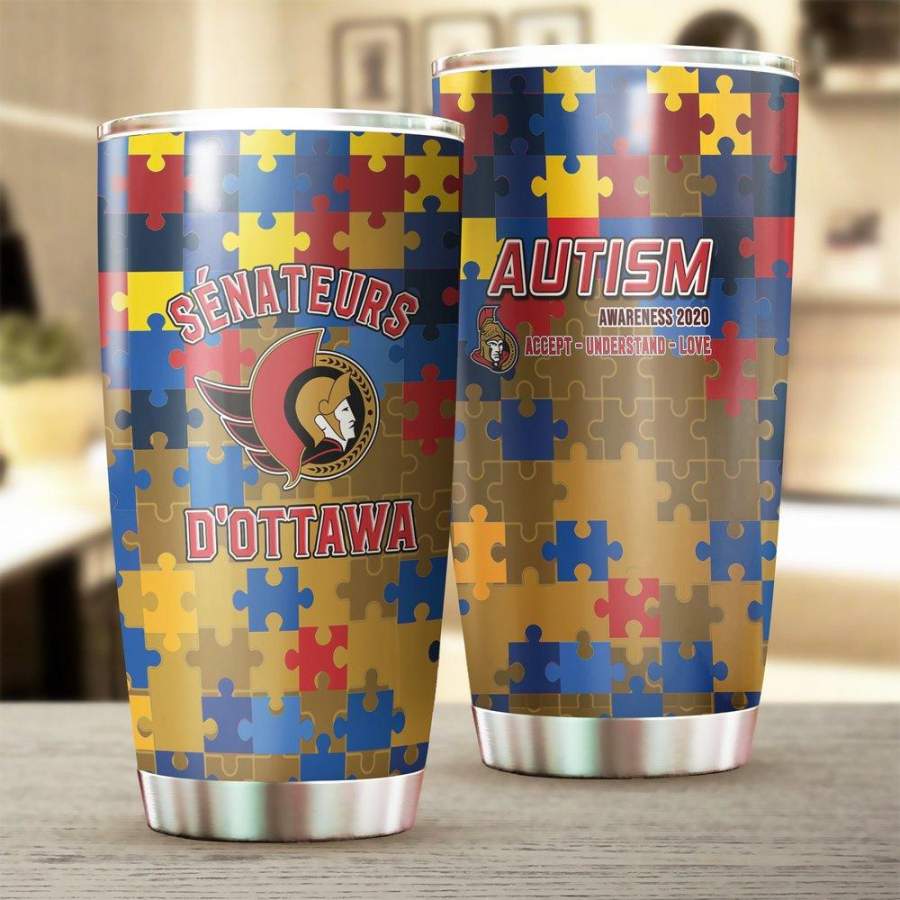 [Stainless Steel Tumbler 20 Oz] NHL106 Ottawa Senators Stainless Steel Tumbler, Stainless Steel Mug Autism Father Day gifts, Mother Day gift