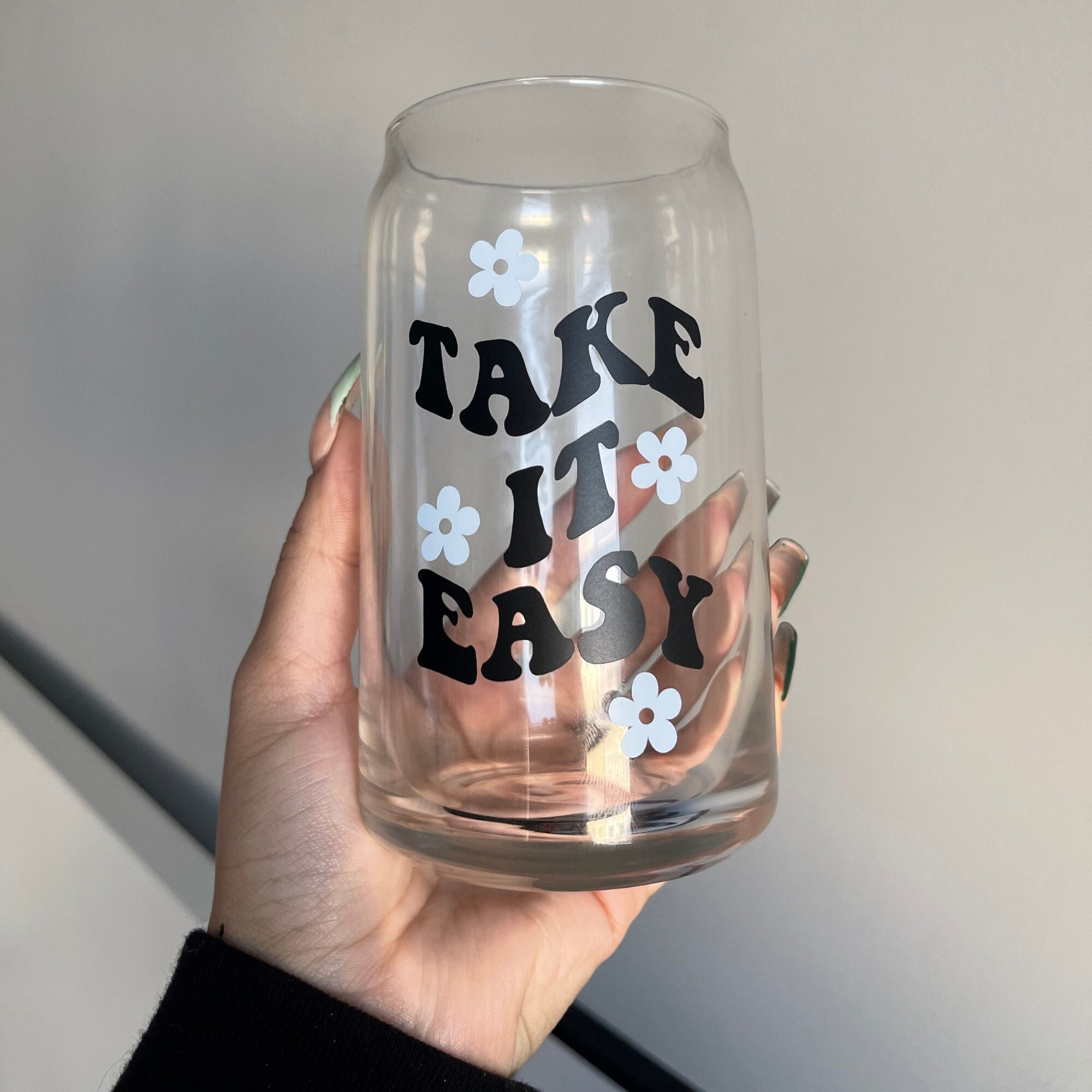 Motivational Themed Cup | Positive Saying Libbey Cup | Beer Shaped Cup | Glass Cup | Coffee Glass | Iced Coffee Glass | Glass Can | Cute Cup