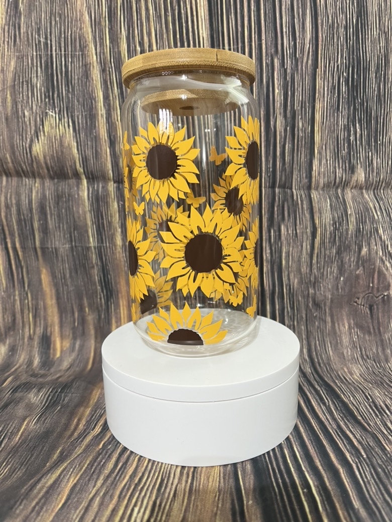 Sunflowers | butterflies Glass Cup