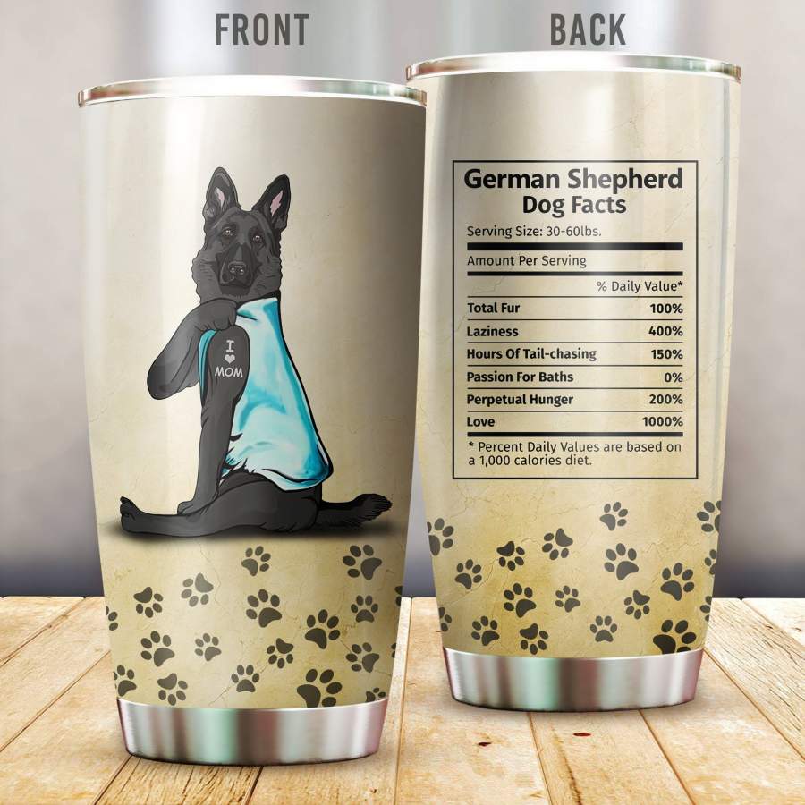 Black German Shepherd I Love Mom Vr2 Stainless Steel Insulated Tumbler Cups