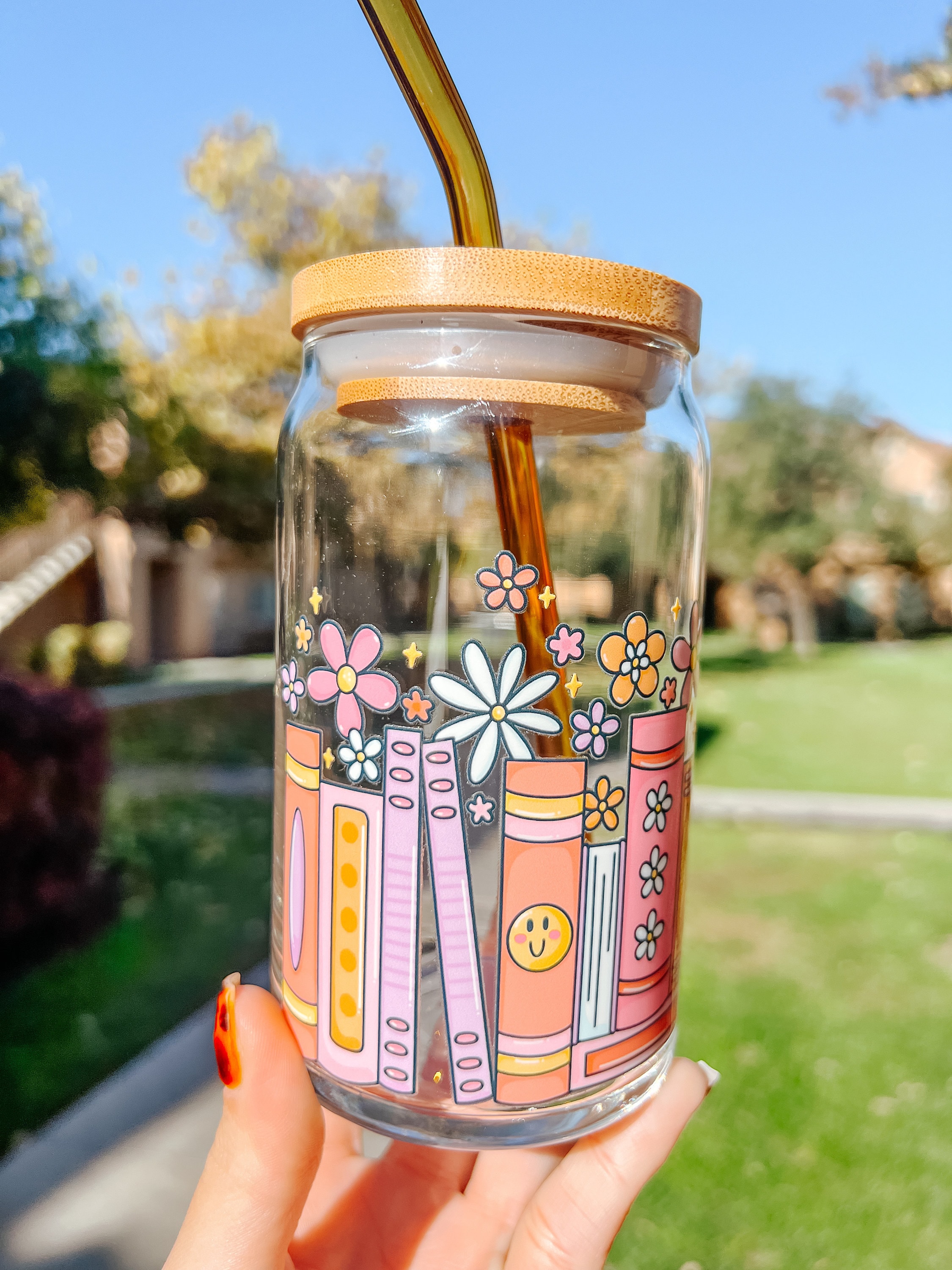 Whimsical Books Beer Can Glass | Trendy Glass Cup