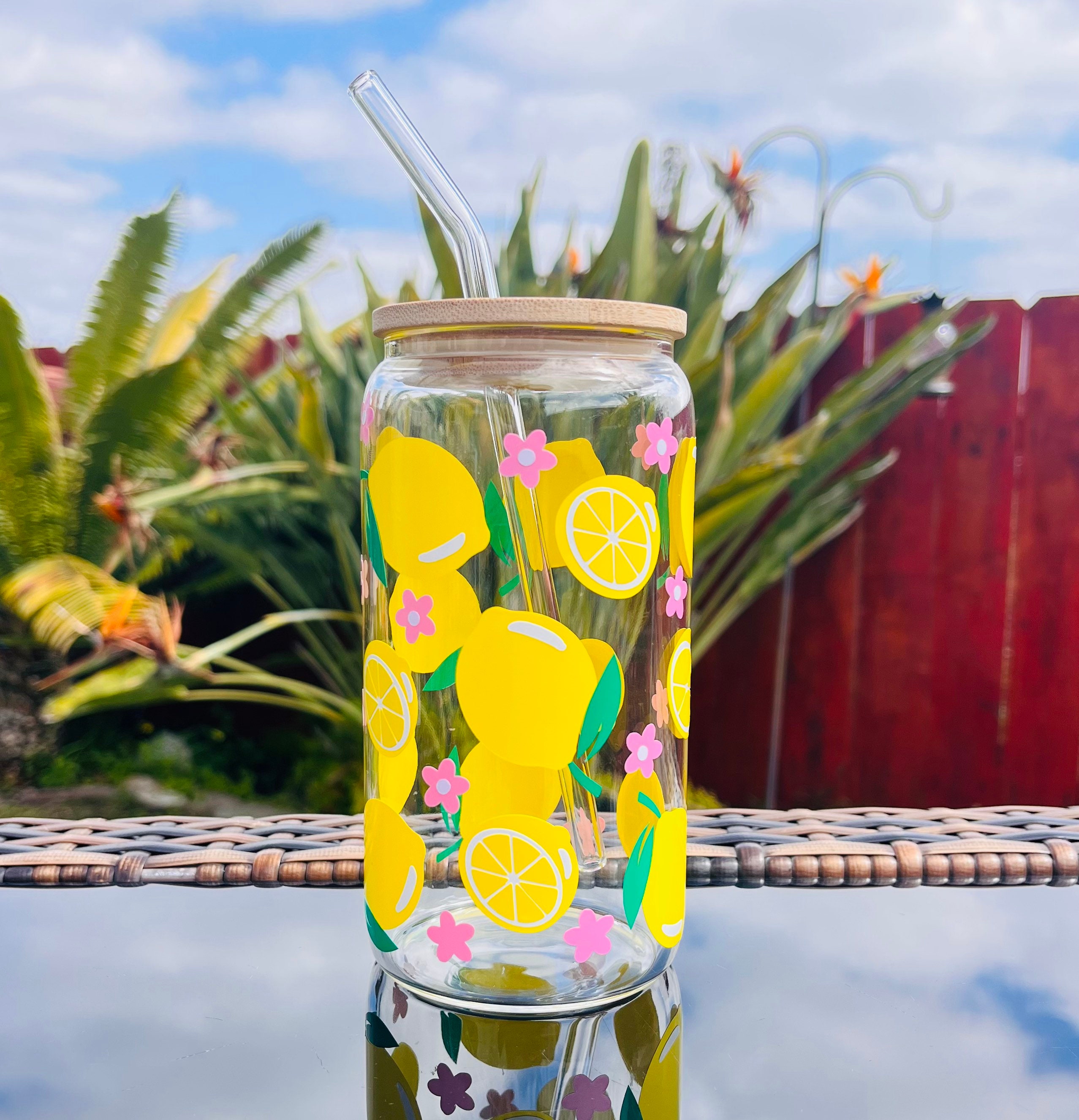 Lemon Beer Can Glass, Lemon Can Glass with Lid and Straw, Birthday Gift, Iced Coffee Cup, Home Decor, Gift For Her, Mother’s Day