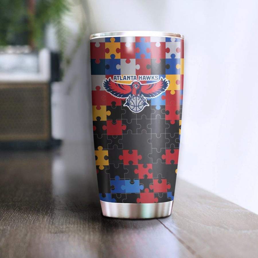 [Stainless Steel Tumbler 20 Oz] NBA111 Atlanta Hawks Stainless Steel Tumbler, Atlanta Hawks Steel Mug Autism Father Day gift, Mother Day gift