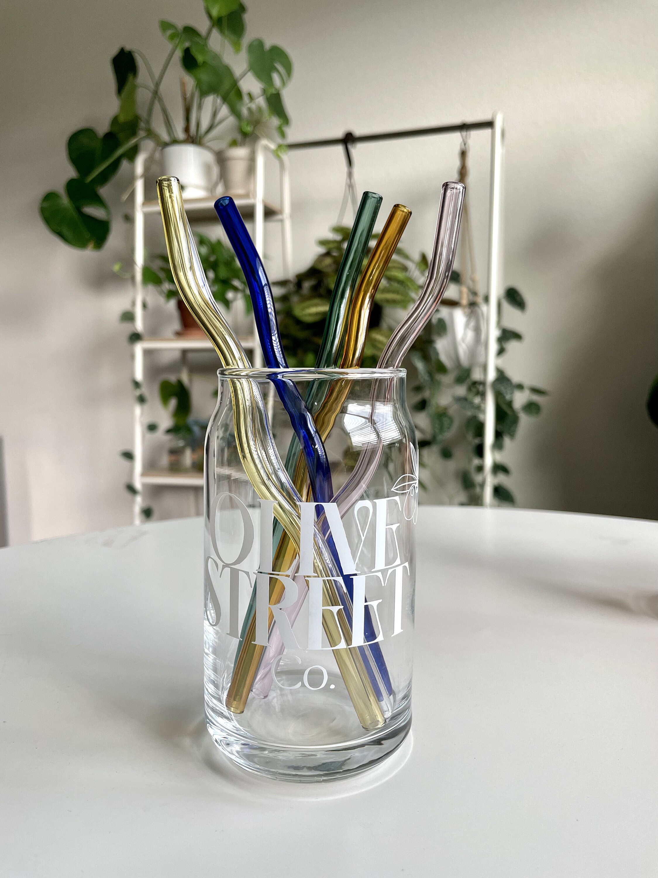 Colored Glass Reusable Straw, Wavy Glass Straw, Squiggle Glass Straw, Straw for Can Glass, 16oz Glass Straw, Aesthetic Straw