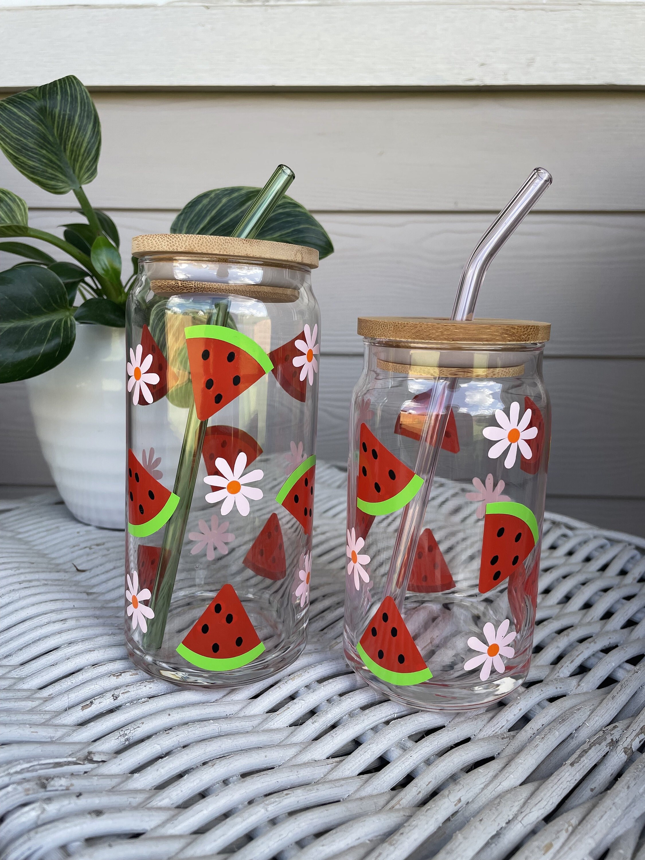 Watermelon Glass Cup, Fruit Can Glass, Fruit Cups, Tea Lover Gift, Fruit Lover Gift, Summer Cocktail Glass, Coffee Lover Gift