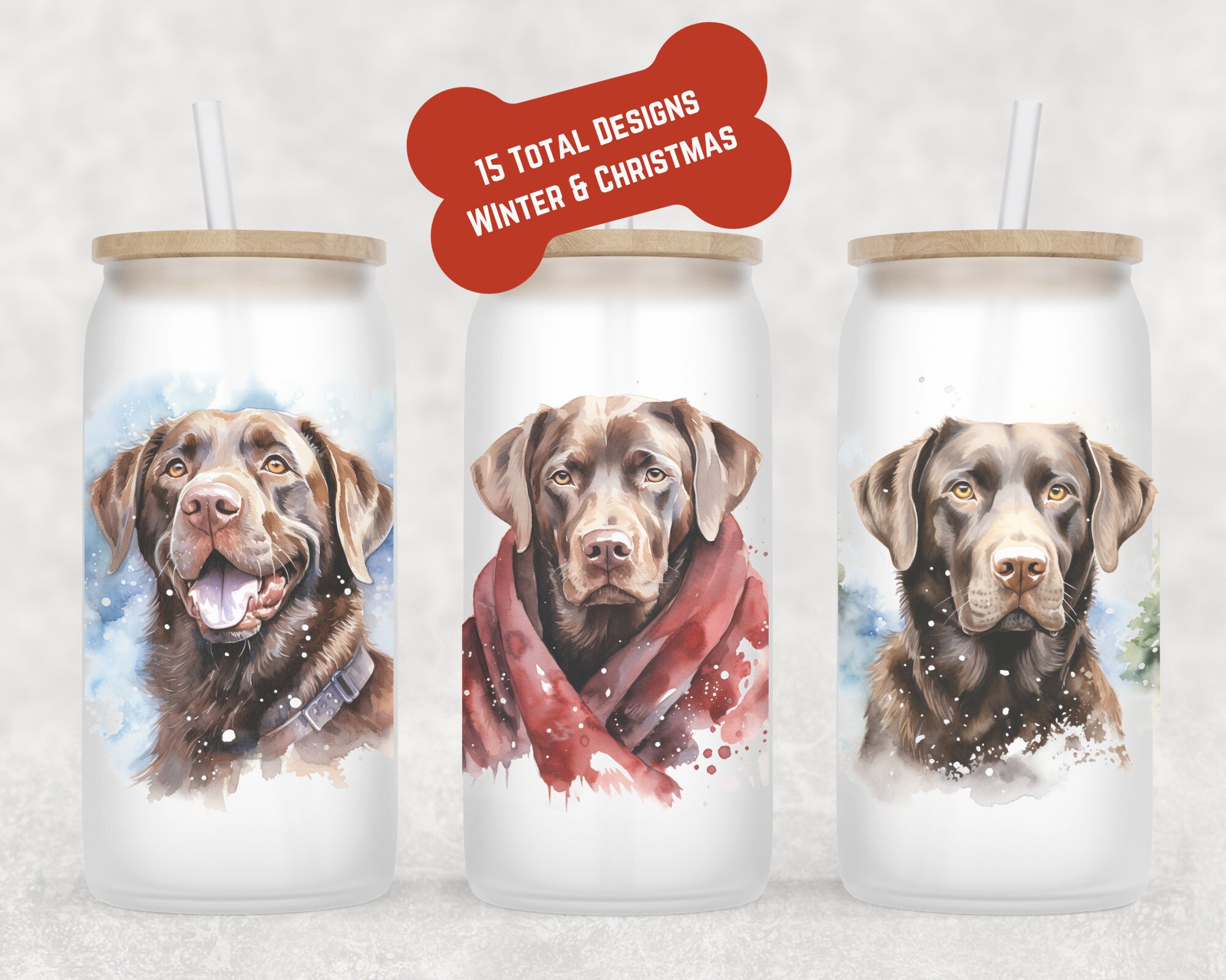 Chocolate Lab Christmas Coffee Glass | Dog Mom Gift | Labrardor Christmas Mug | Chocolate Lab Coffee Cup | Christmas Coffee Mug